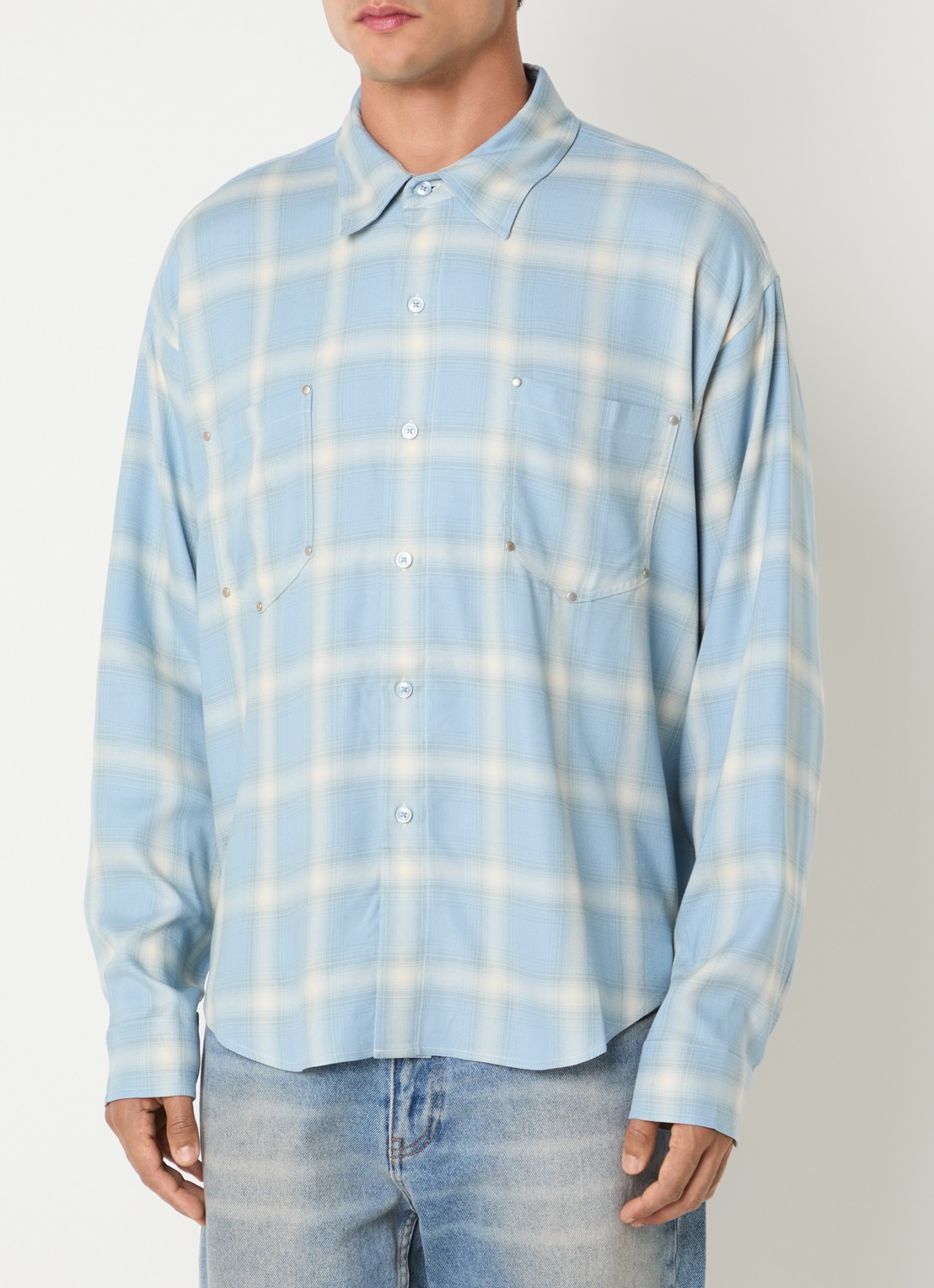 Cole Buxton Regular fit overhemd met ruitdessin - detail blauw