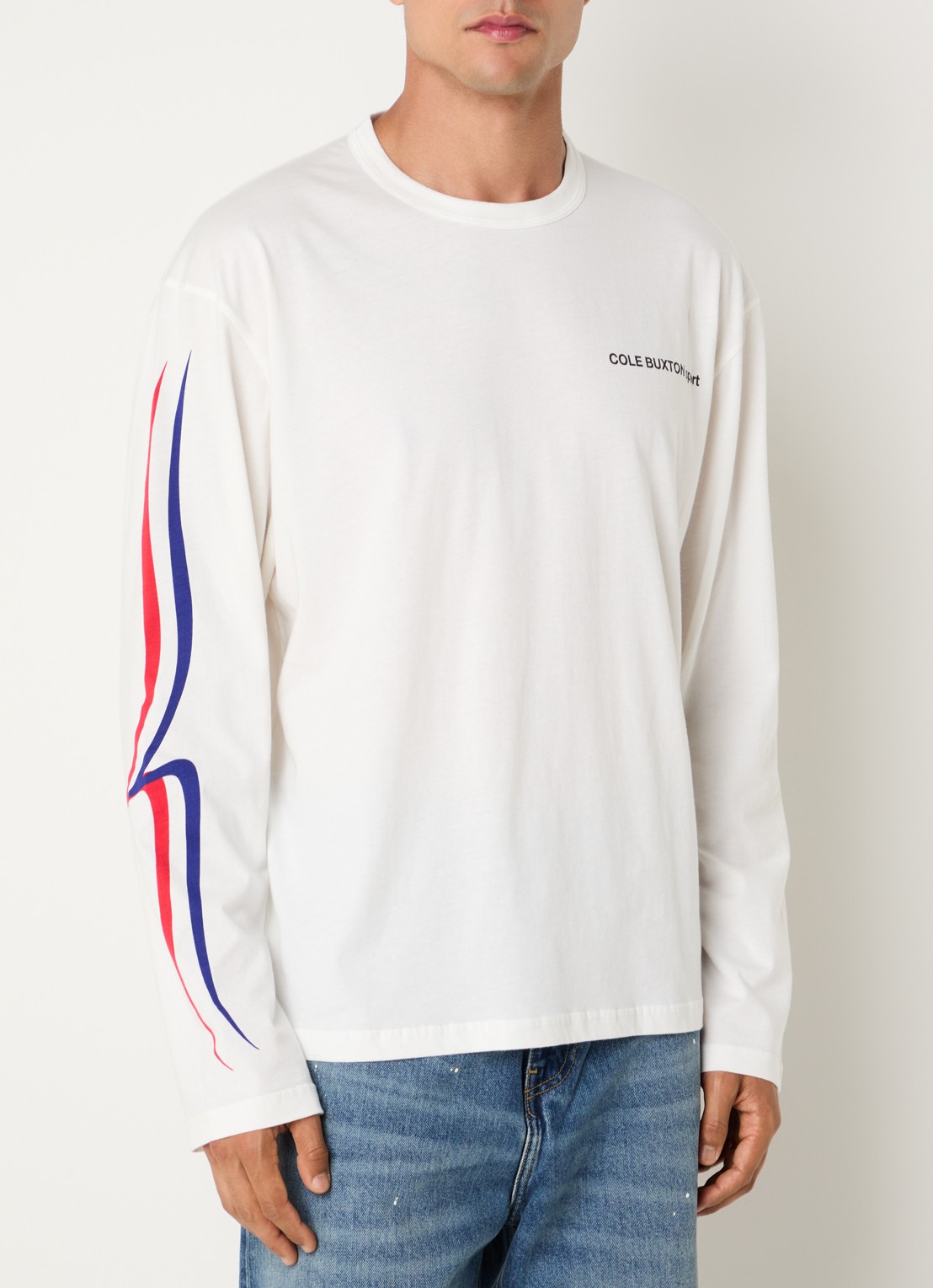 Cole Buxton Sport longsleeve met logo- en backprint - achterkant gebroken wit