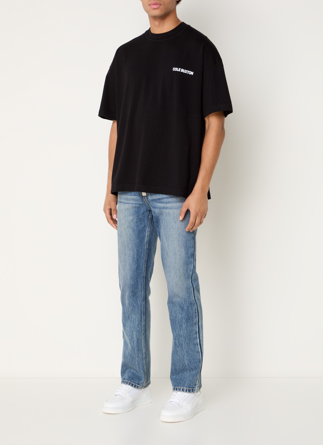 Cole Buxton Sportswear T-shirt met logo- en backprint - voorkant 4 zwart