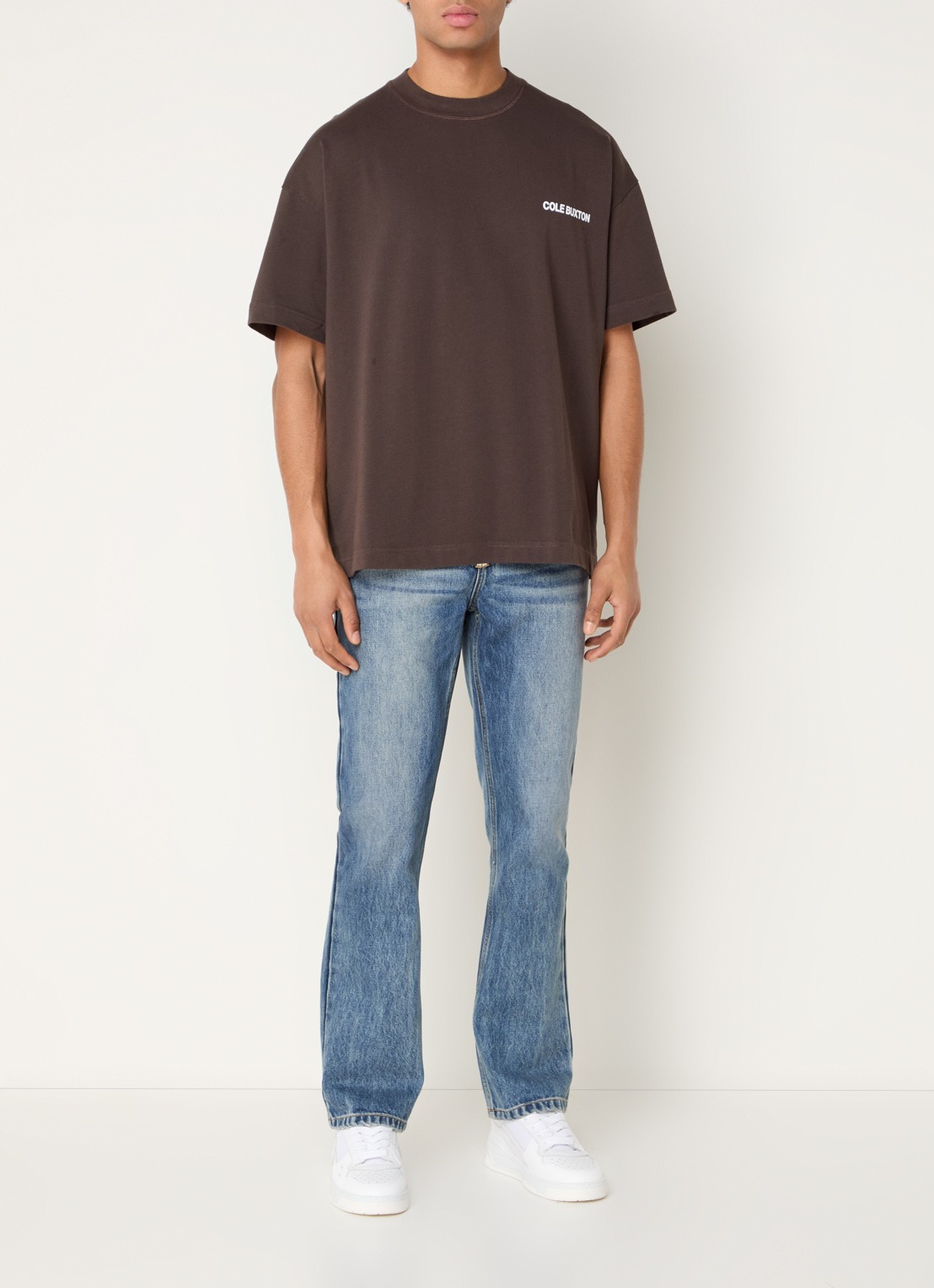 Cole Buxton Sportswear T-shirt met logo- en backprint - voorkant 3 bruin