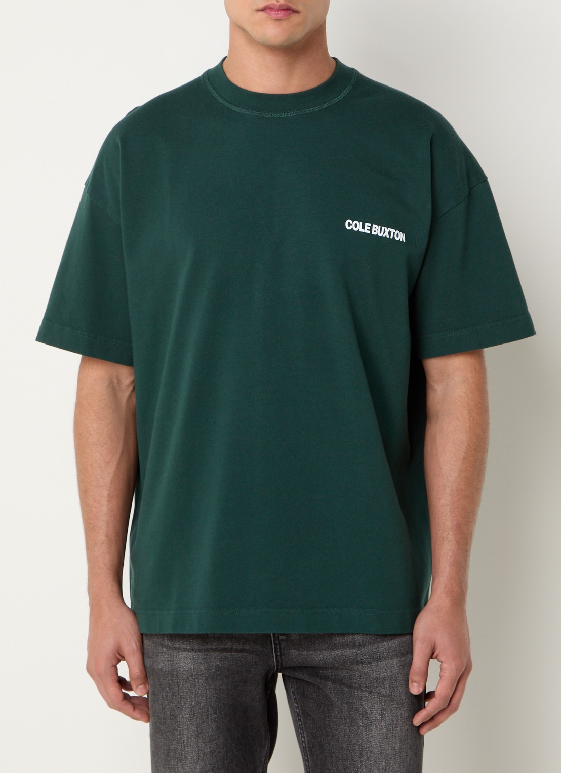 Cole Buxton Sportswear T-shirt met logo- en backprint - achterkant 4 groen