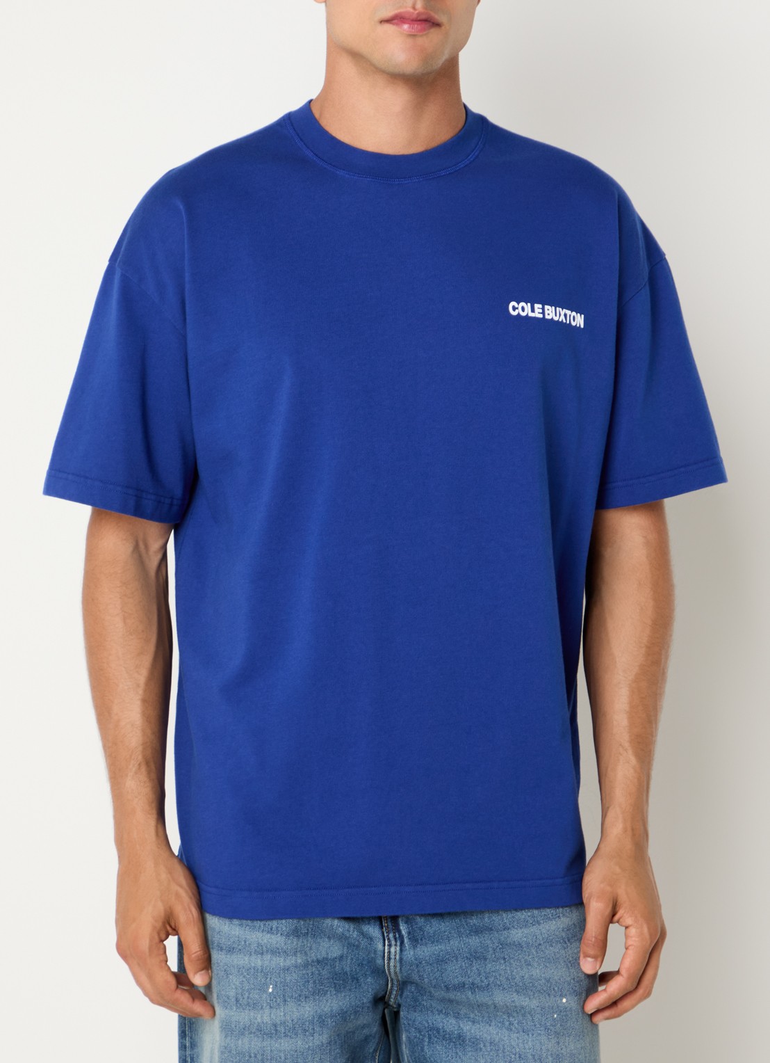 Cole Buxton Sportswear T-shirt met logo- en backprint - achterkant blauw