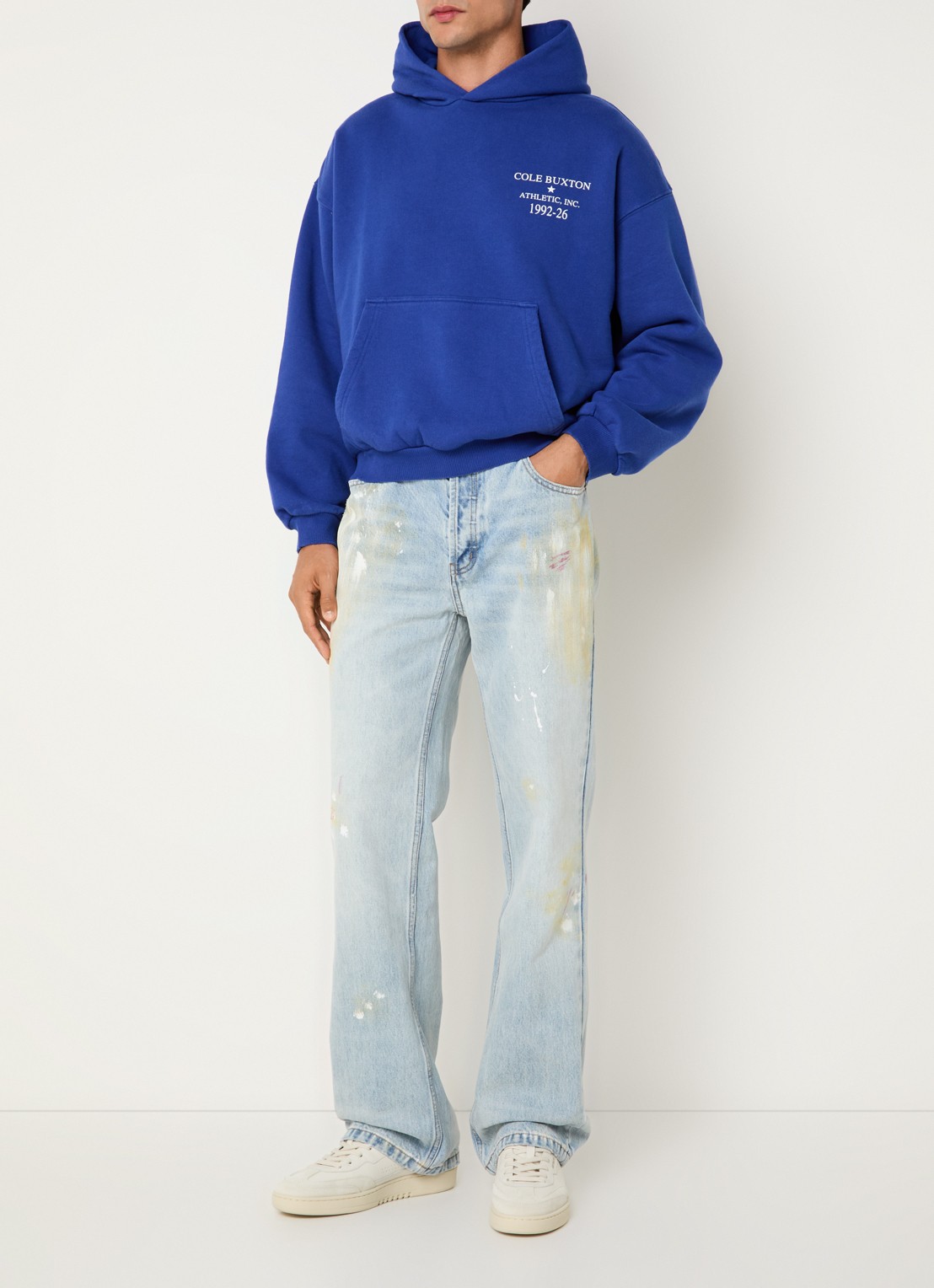 Cole Buxton Straight fit jeans met lichte wassing en steekzakken - voorkant 2 indigo