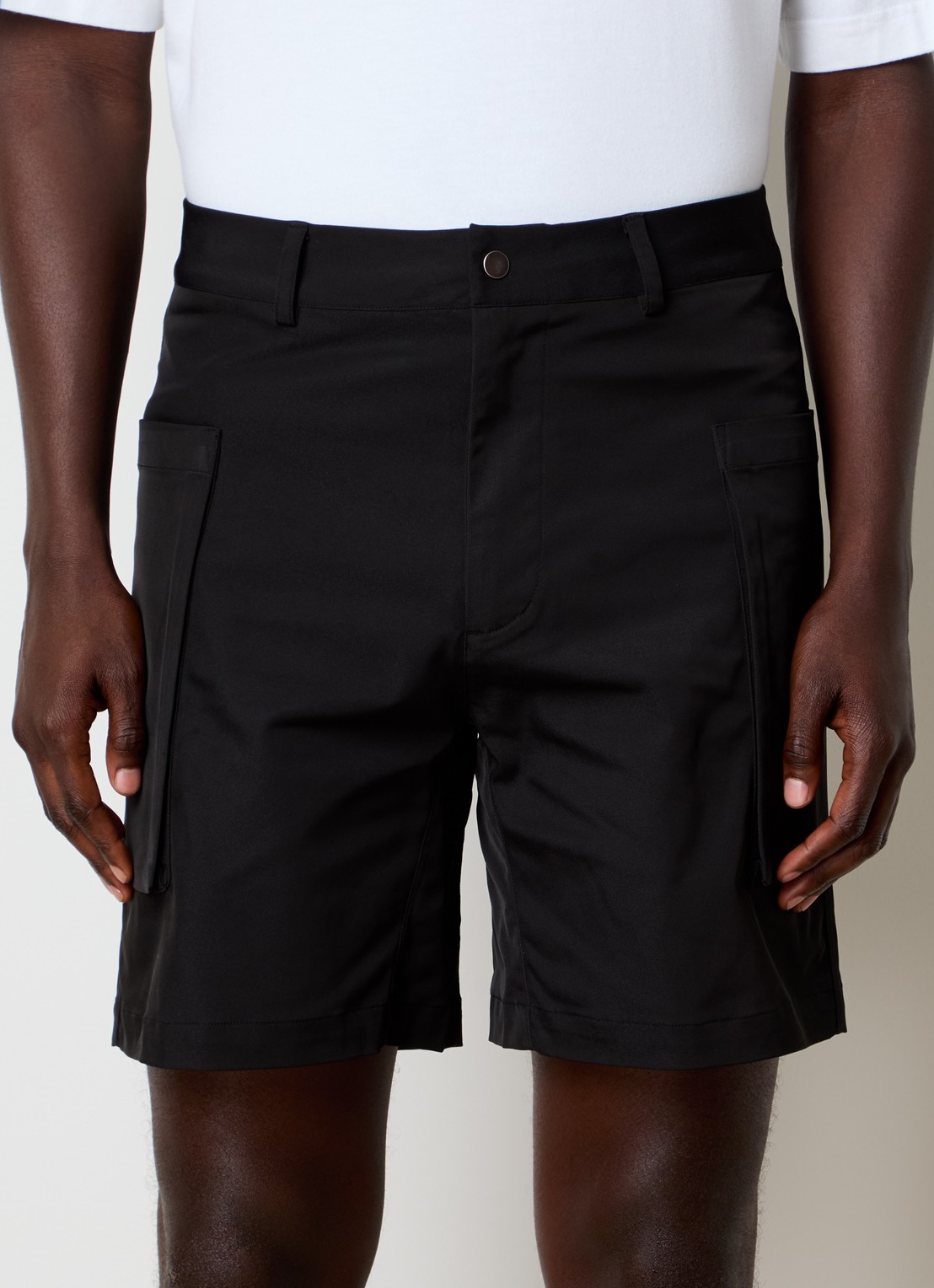 Cole Buxton Straight fit korte cargobroek met opgestikte zakken - detail 4 zwart