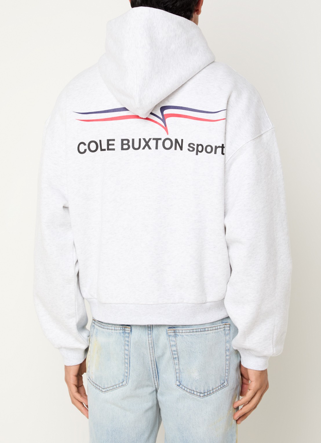 Cole Buxton Sweat met logo en backprint - detail lichtgrijs