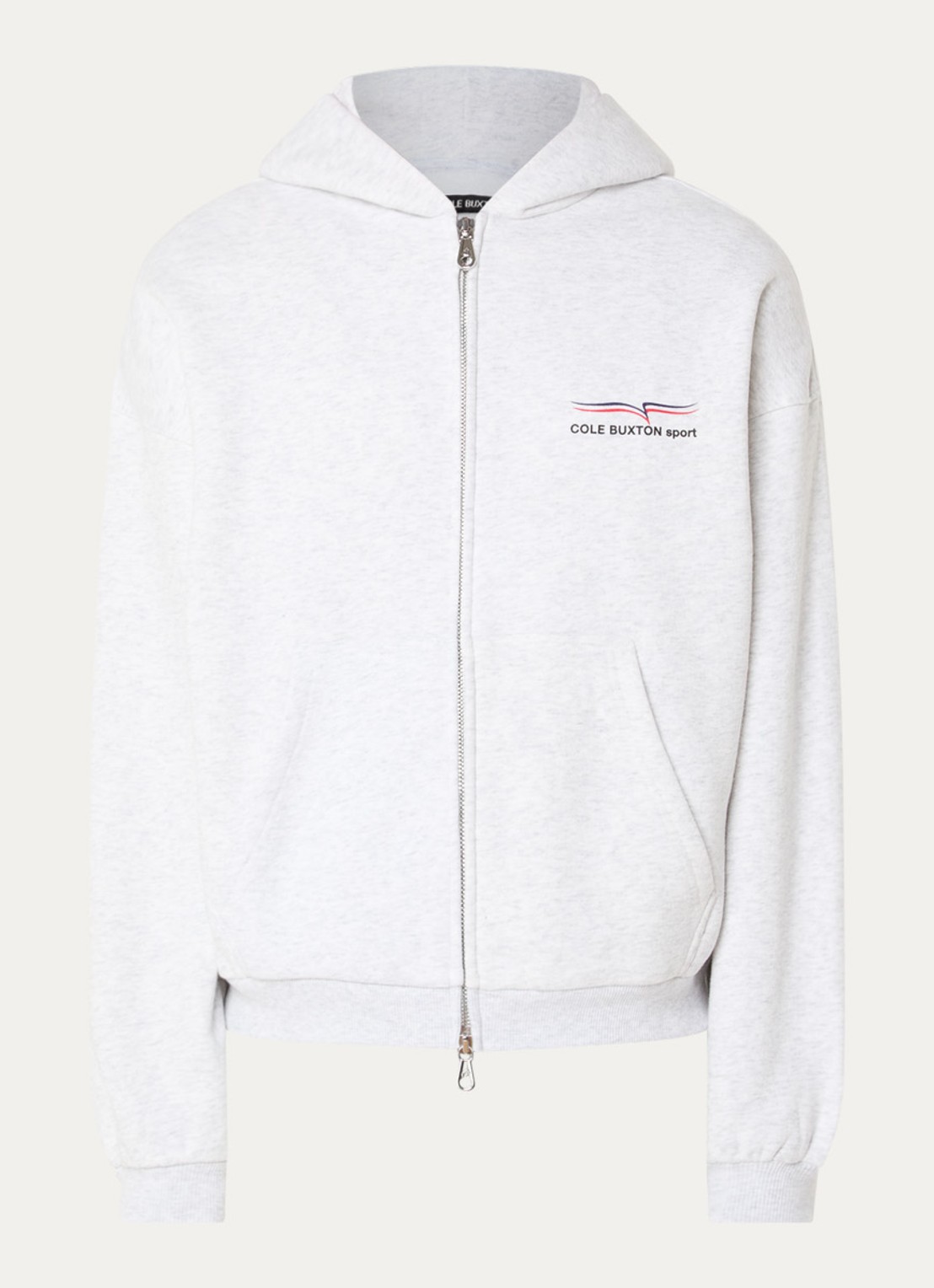 Cole Buxton Sweat met logo en backprint - voorkant 4 lichtgrijs