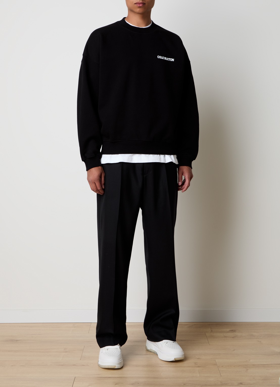Cole Buxton Sweater met logo- en backprint - voorkant 5 zwart