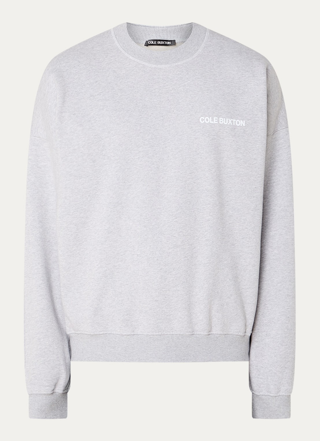 Cole Buxton Sweater met logo- en backprint - voorkant 3 lichtgrijs