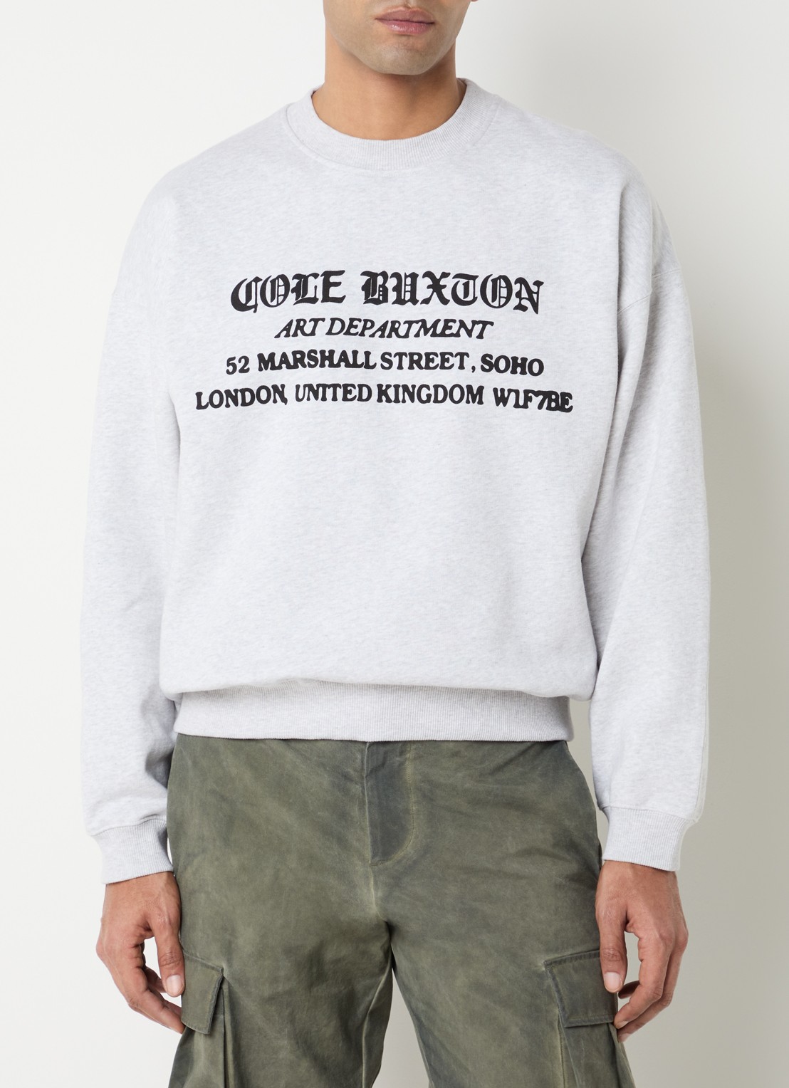 Cole Buxton Sweater met logoprint - detail 4 lichtgrijs