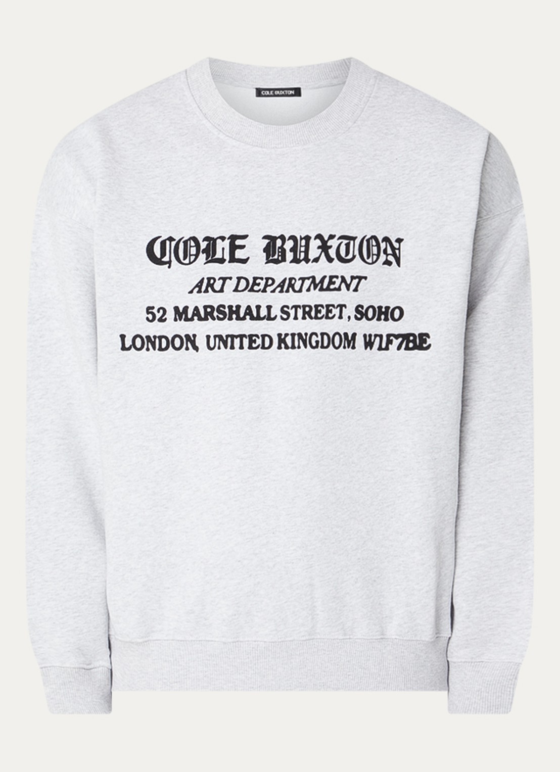 Cole Buxton Sweater met logoprint - voorkant 2 lichtgrijs