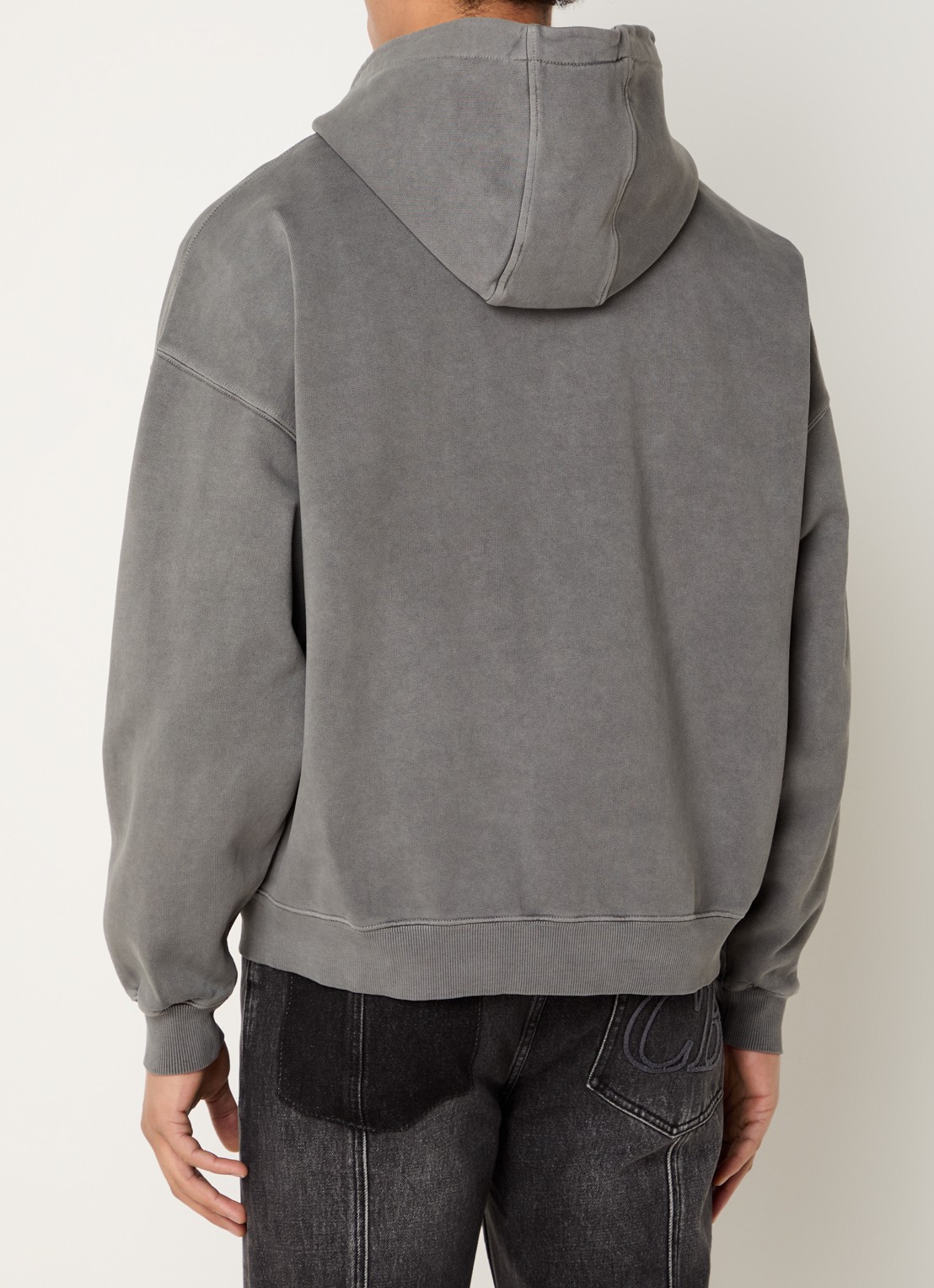 Cole Buxton Sweatvest met capuchon en steekzakken  - achterkant middengrijs