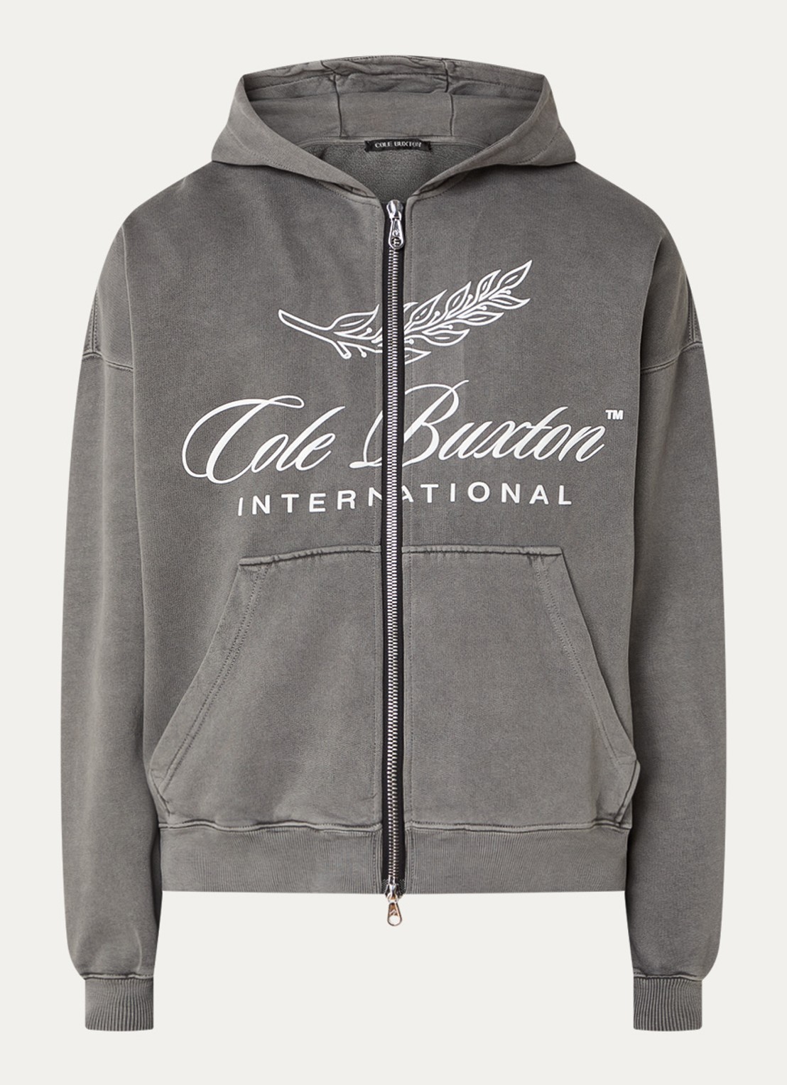 Cole Buxton Sweatvest met capuchon en steekzakken  - voorkant 2 middengrijs