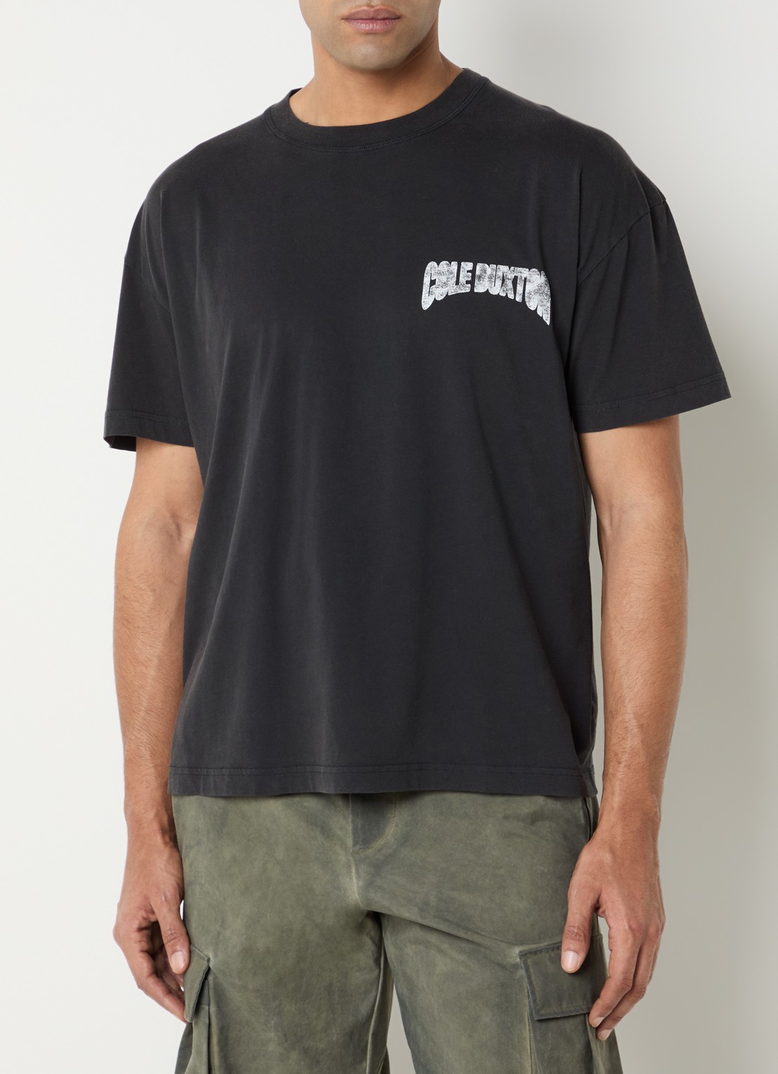 Cole Buxton T-shirt met logo- en backprint - achterkant antraciet