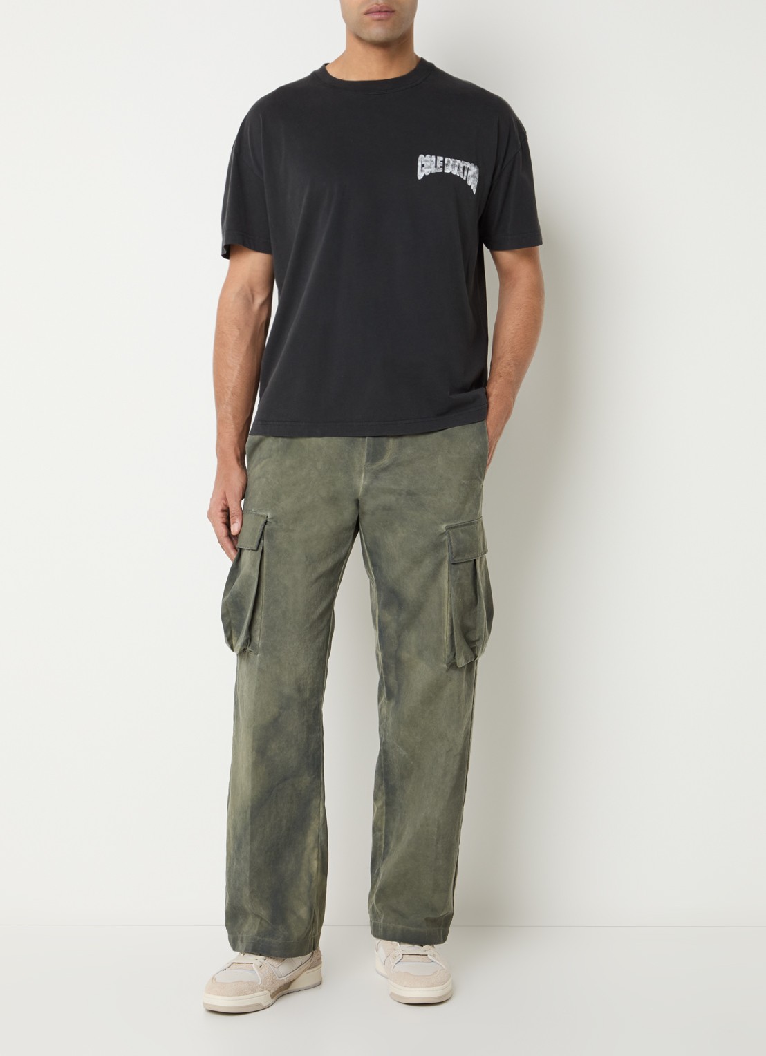 Cole Buxton T-shirt met logo- en backprint - voorkant 4 antraciet
