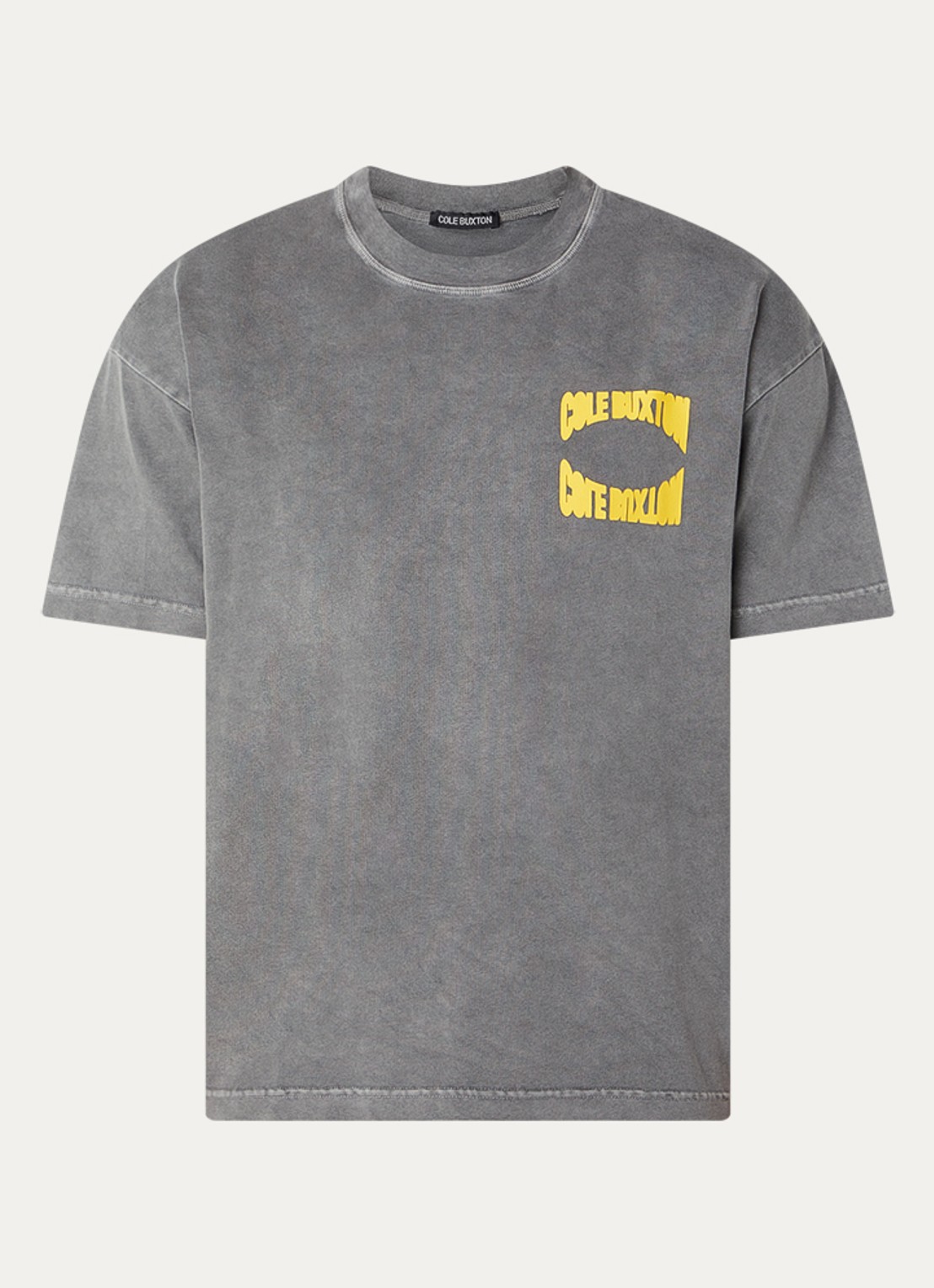 Cole Buxton T-shirt met logo- en backprint - voorkant grijs