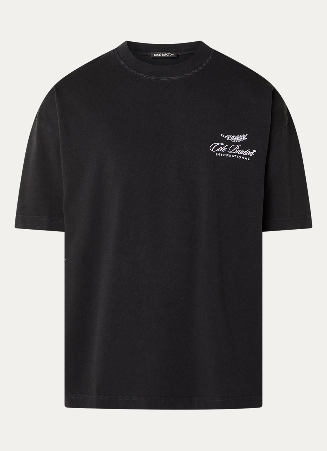 Cole Buxton T-shirt met logoborduring - voorkant 2 zwart