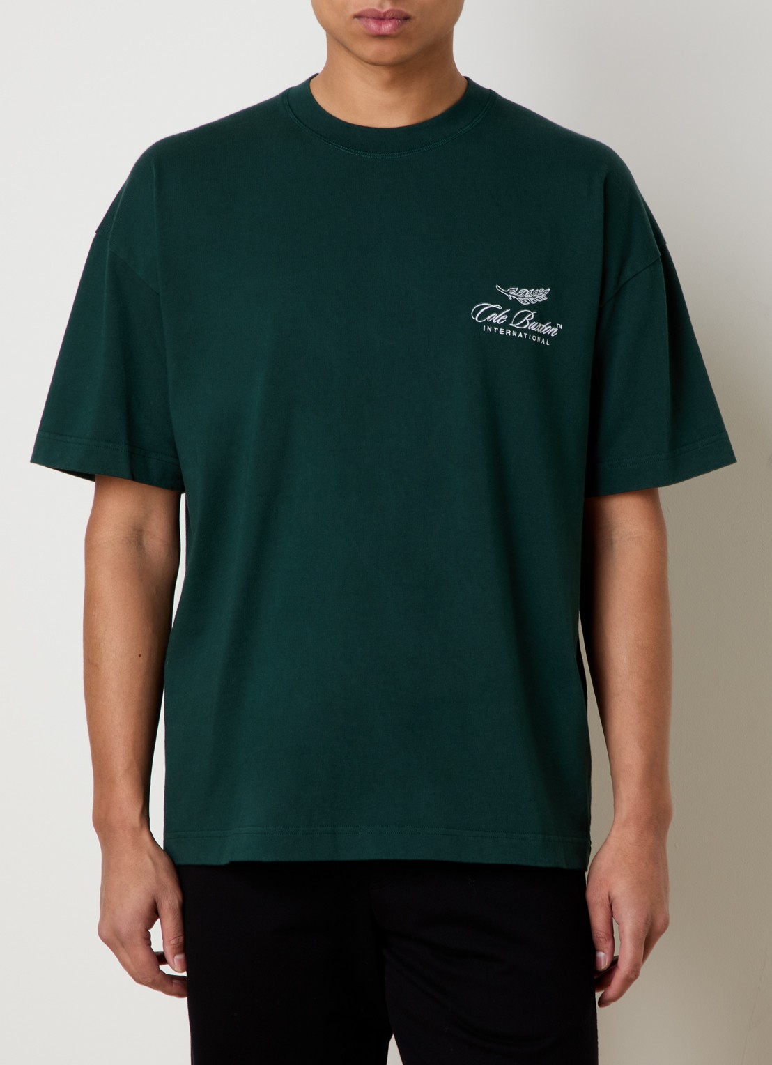Cole Buxton T-shirt met logoborduring - detail 4 groen