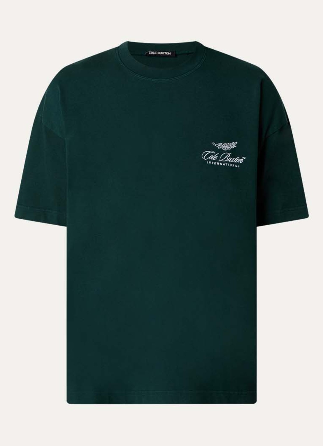 Cole Buxton T-shirt met logoborduring - voorkant groen