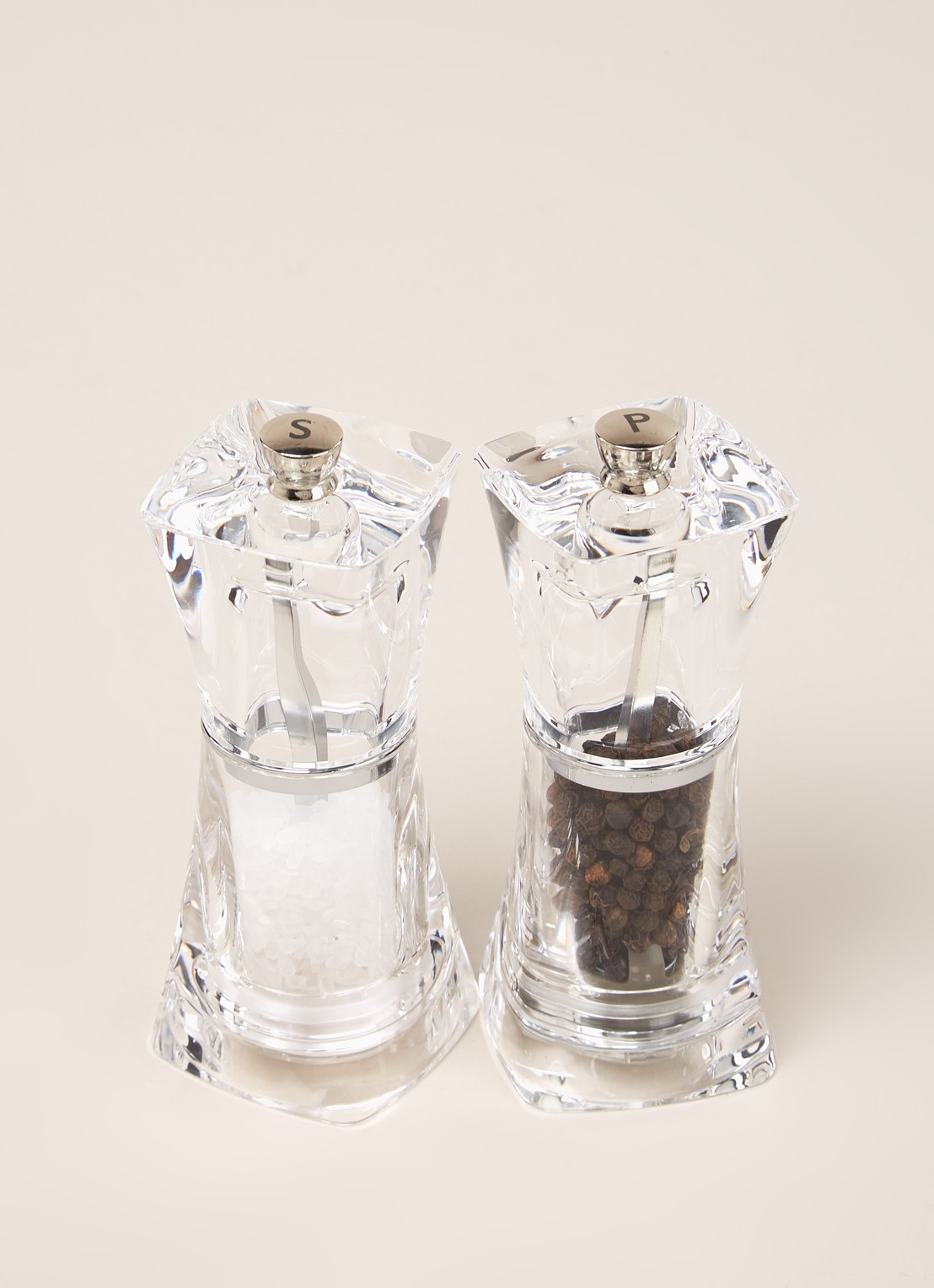 Cole & Mason Crystal peper- en zoutmolen 11 cm 2-delig - detail transparant