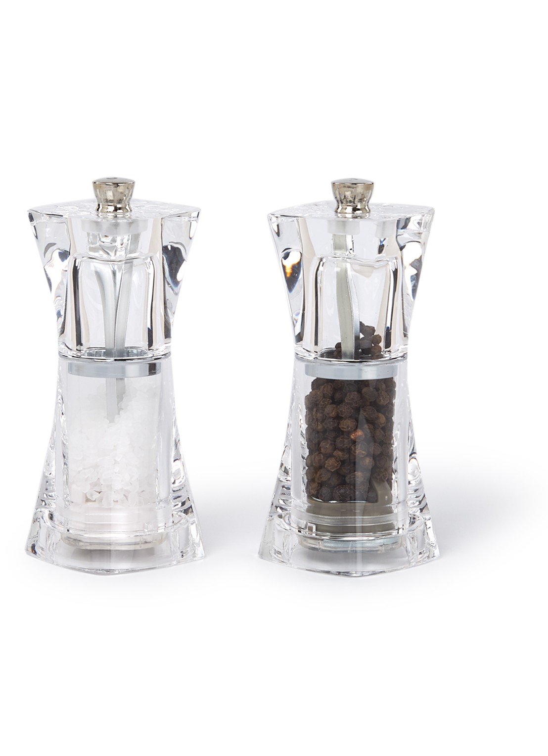 Cole & Mason Crystal peper- en zoutmolen 11 cm 2-delig - voorkant 2 transparant