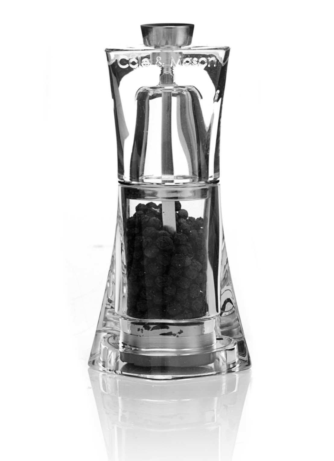 Cole & Mason Crystal pepermolen 12 cm - voorkant transparant