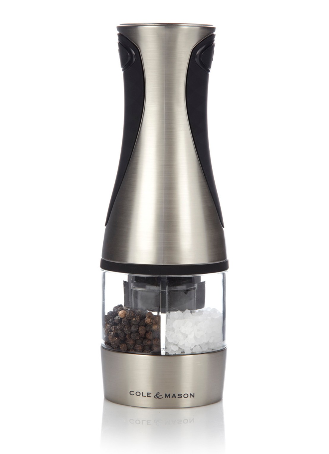 Cole & Mason Peper- en zoutmolen 21 cm - voorkant roestvrijstaal