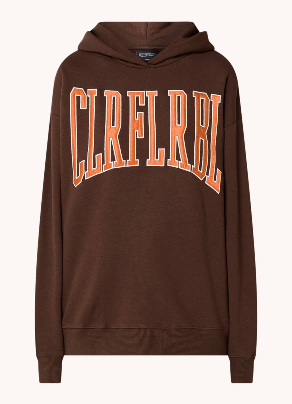 Colourful Rebel CLRFL RBL oversized hoodie in biologische katoenblend - voorkant 2 bruin