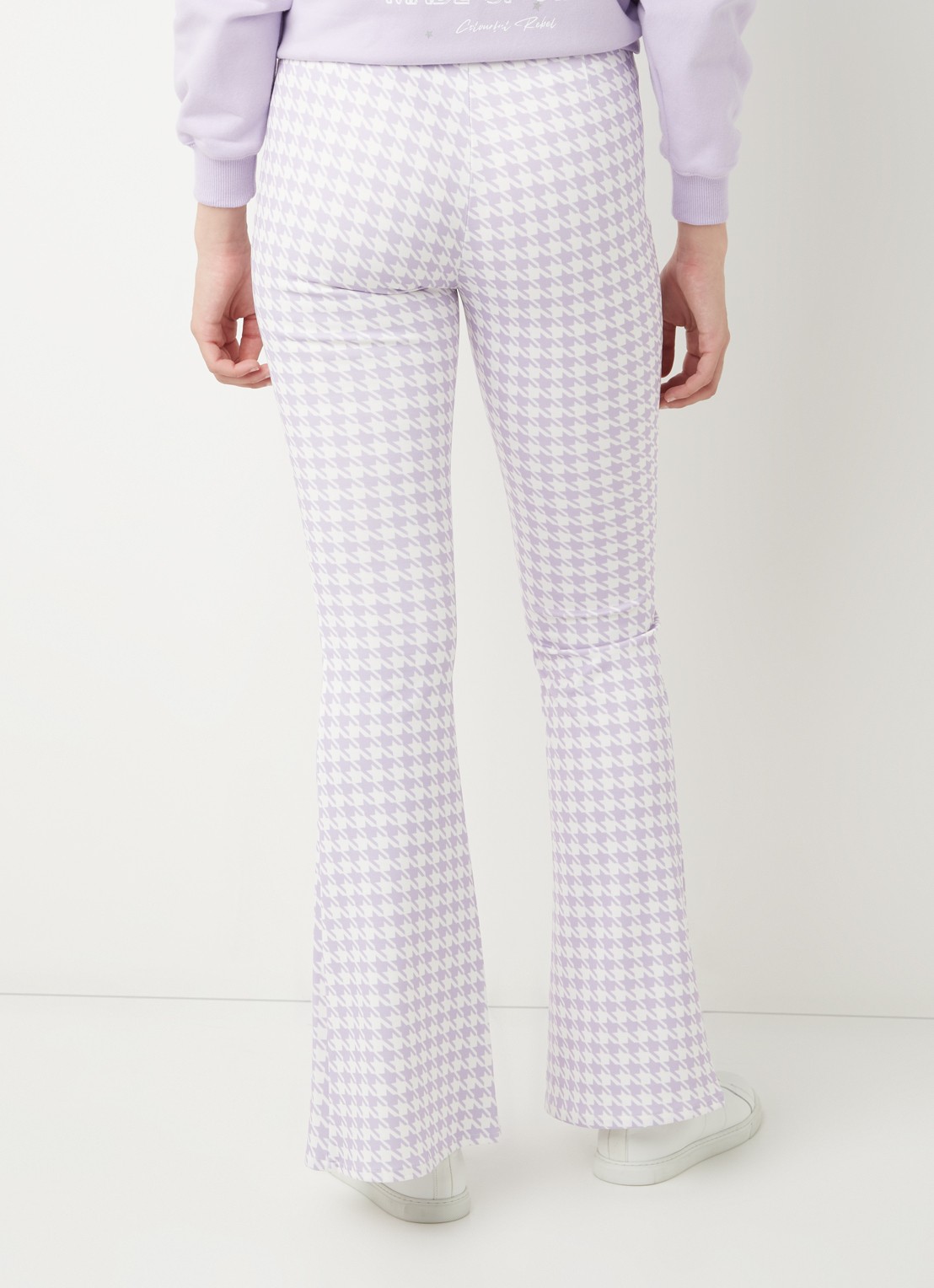 Colourful Rebel Darcy high waist flared fit legging met pied-de-poule dessin - achterkant 2 lila