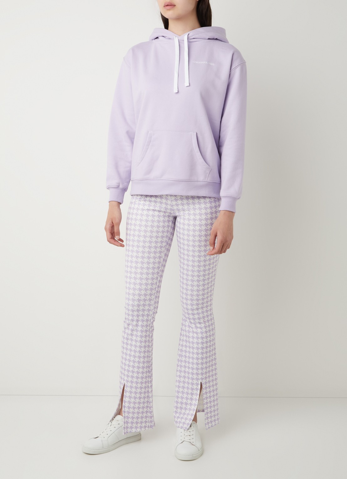 Colourful Rebel Darcy high waist flared fit legging met pied-de-poule dessin - voorkant 4 lila