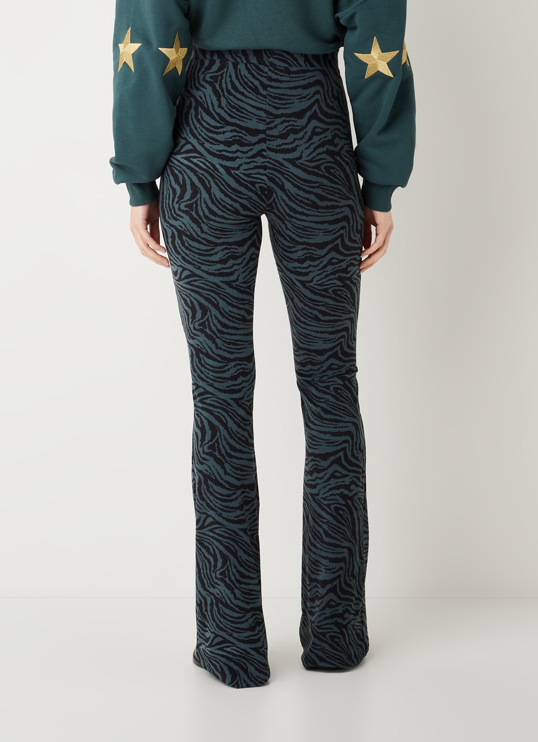 Colourful Rebel High waist flared fit legging met zebraprint - achterkant 2 groen