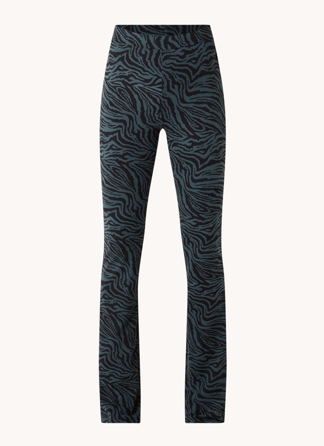 Colourful Rebel High waist flared fit legging met zebraprint - voorkant 3 groen