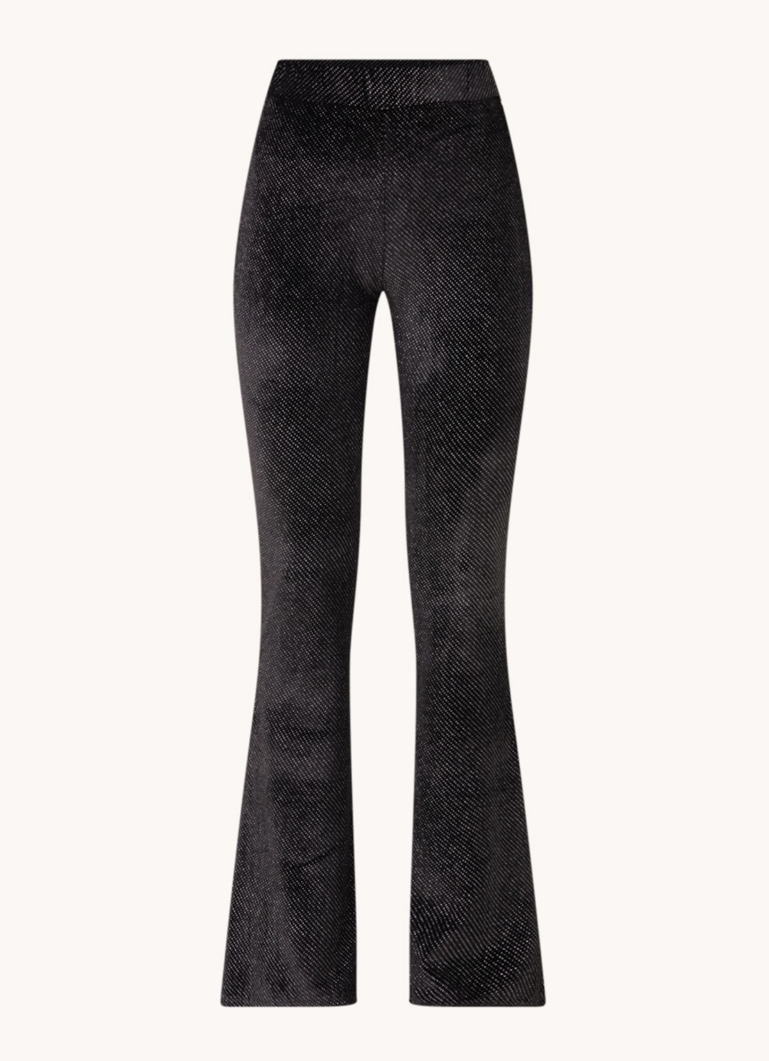 Colourful Rebel Jolie high waist flared fit broek van fluweel - voorkant zwart