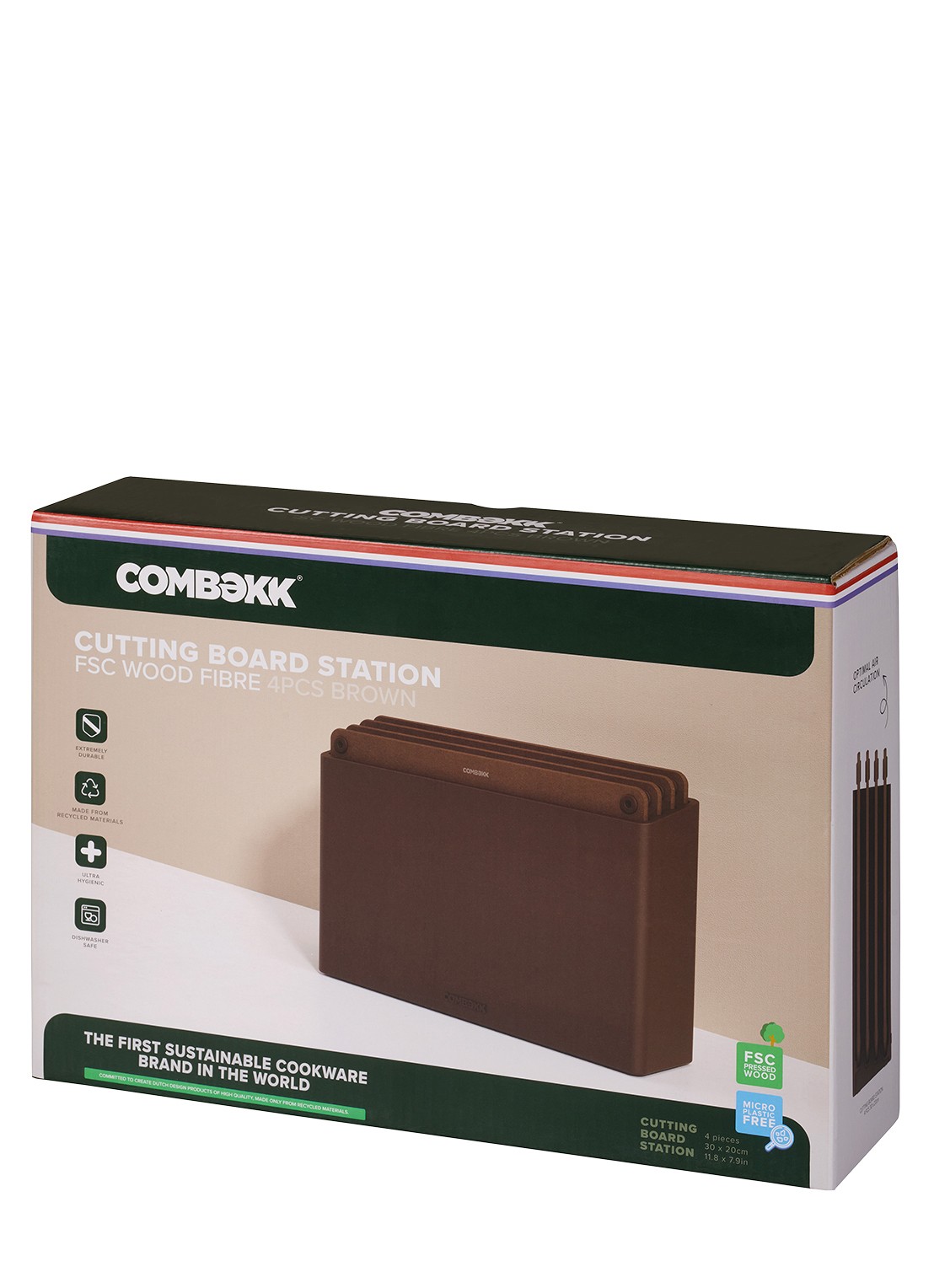 Combekk Snijplank 22 x 32 cm set van 4 - detail 4 bruin
