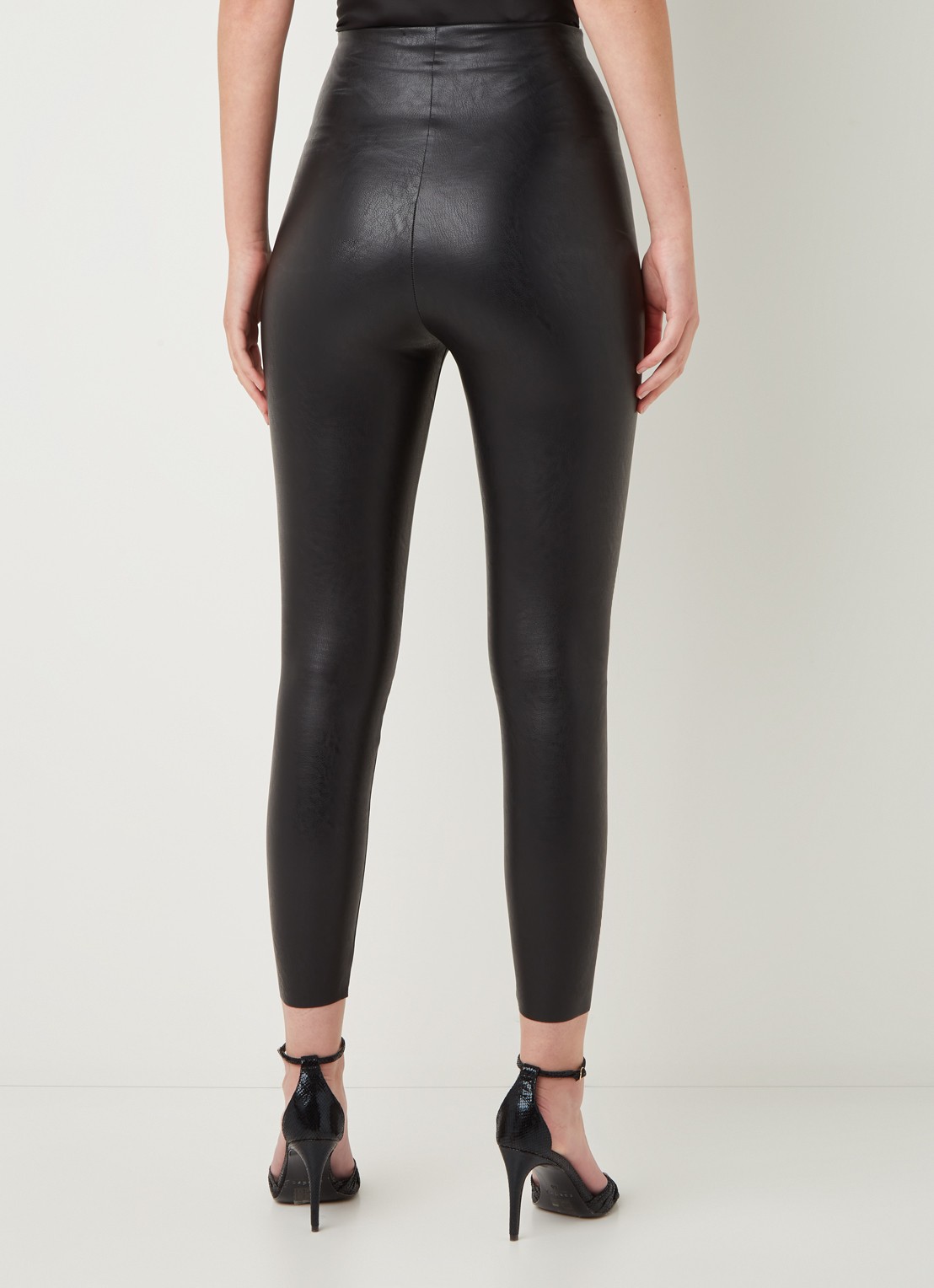 Commando High waist cropped legging van imitatieleer - achterkant zwart