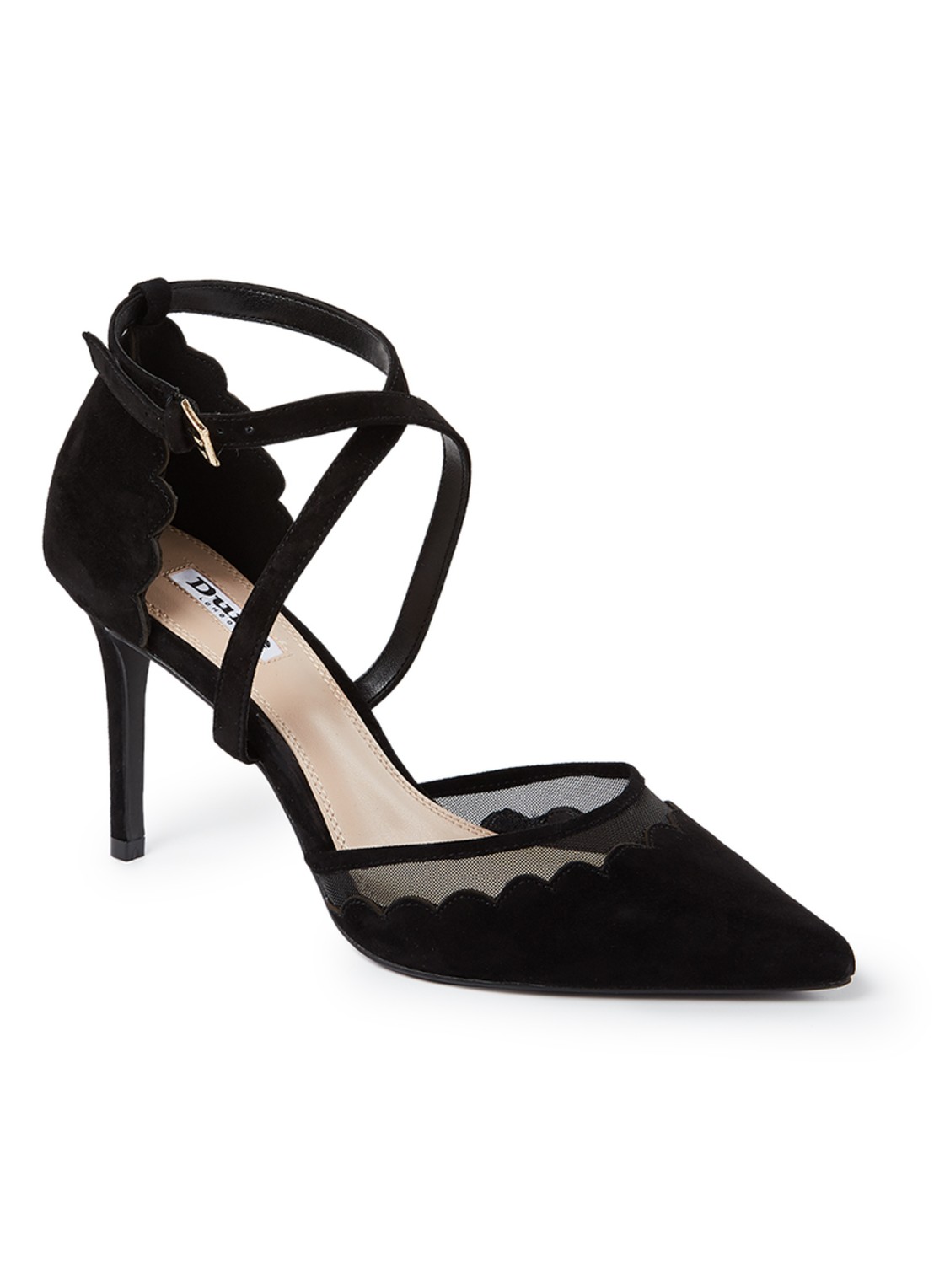 Conney pump van suède en mesh - voorkant 4 zwart