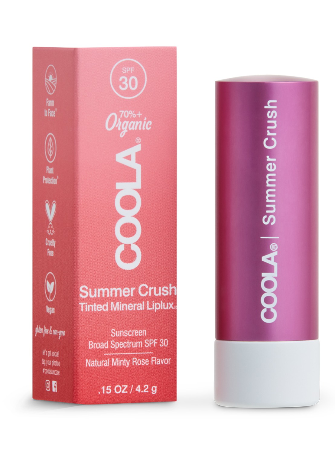 Coola Mineral Liplux SPF 30 - SPF-lippenbalsem - voorkant 3 summer crush