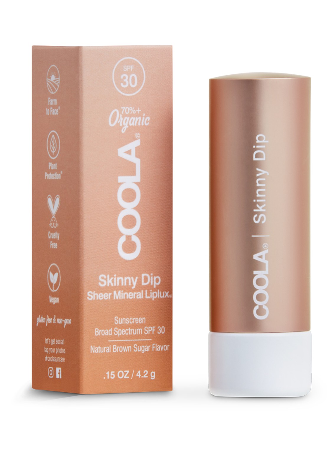 Coola Mineral Liplux SPF 30 - SPF-lippenbalsem - voorkant 2 skinny dip