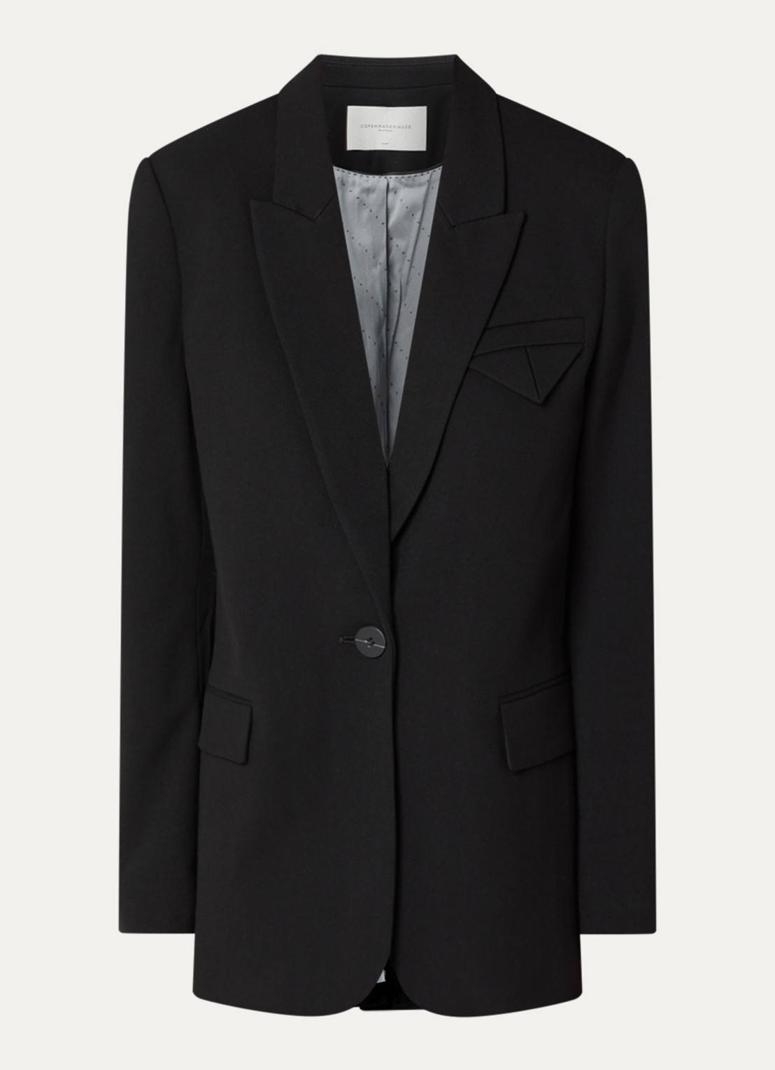 Copenhagen Muse Blazer met klepzakken en schoudervulling - voorkant 3 zwart