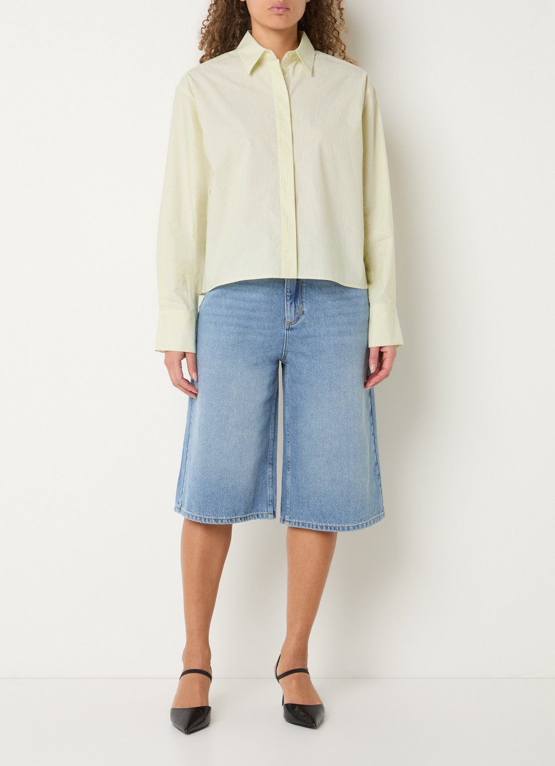 Copenhagen Muse Blouse met streepprint - voorkant 3 geel