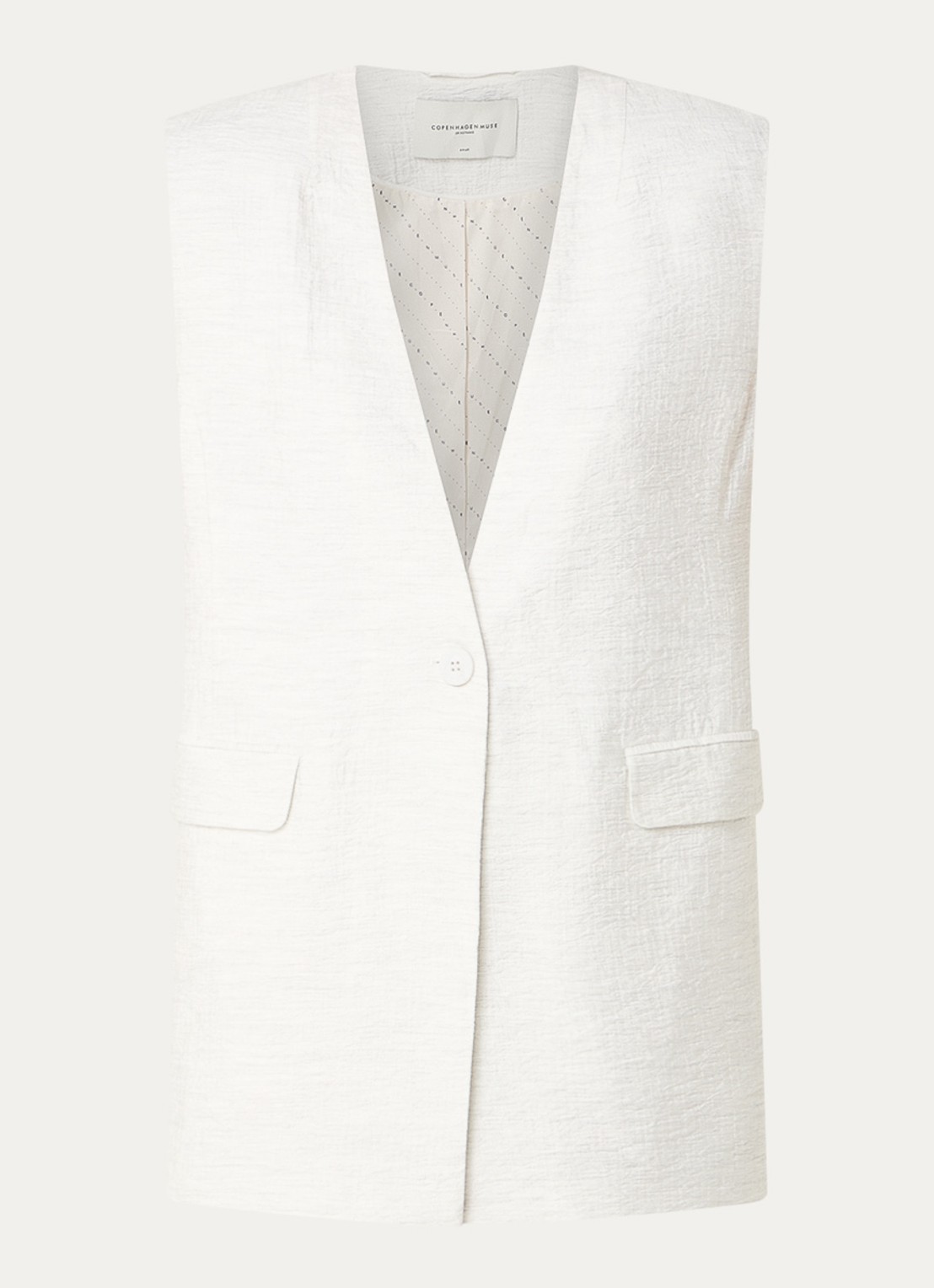 Copenhagen Muse Brie gilet met klepzakken en structuur - voorkant 3 gebroken wit