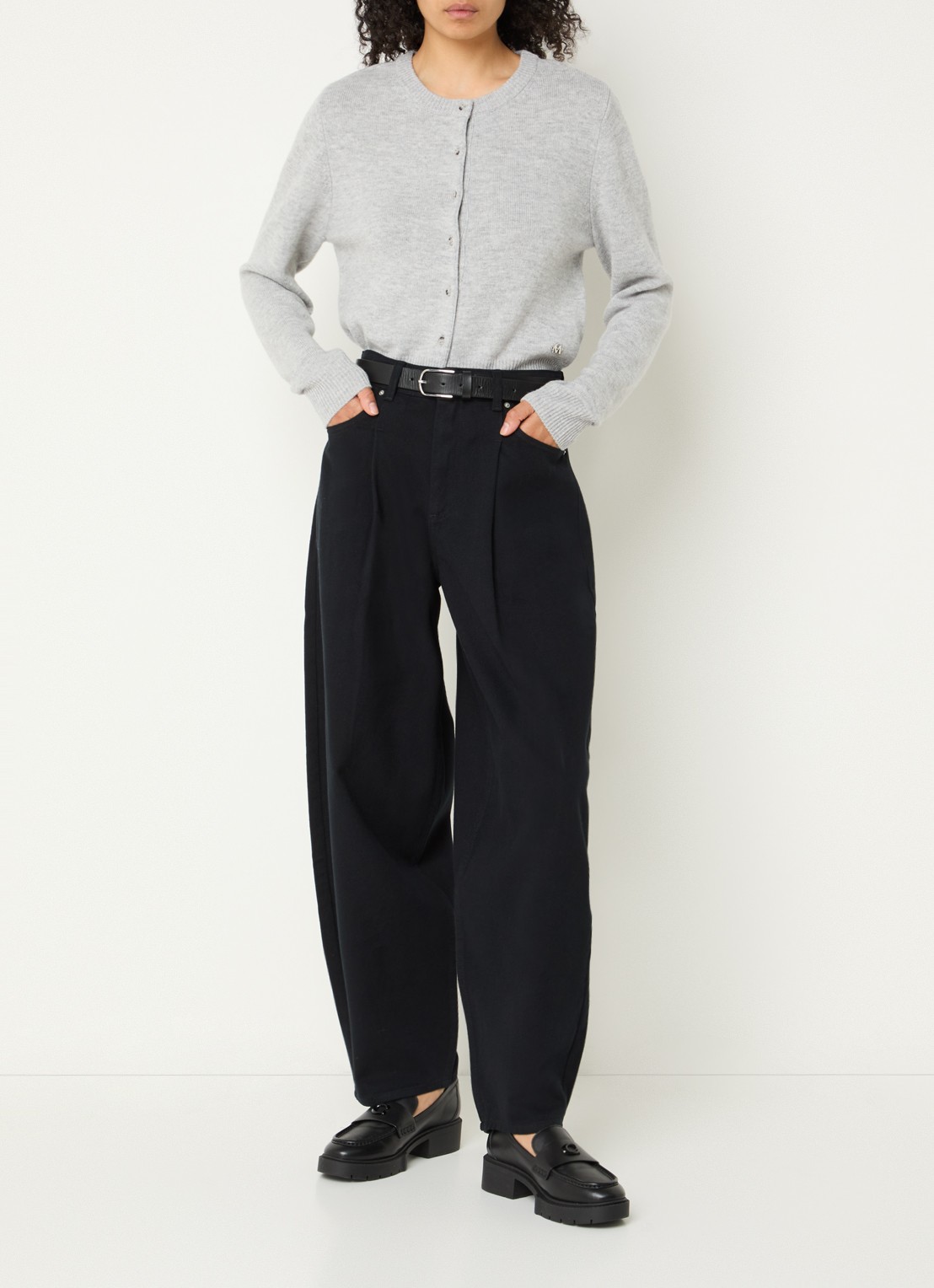 Copenhagen Muse CMAnora high waist balloon fit broek met steekzakken - voorkant 2 zwart