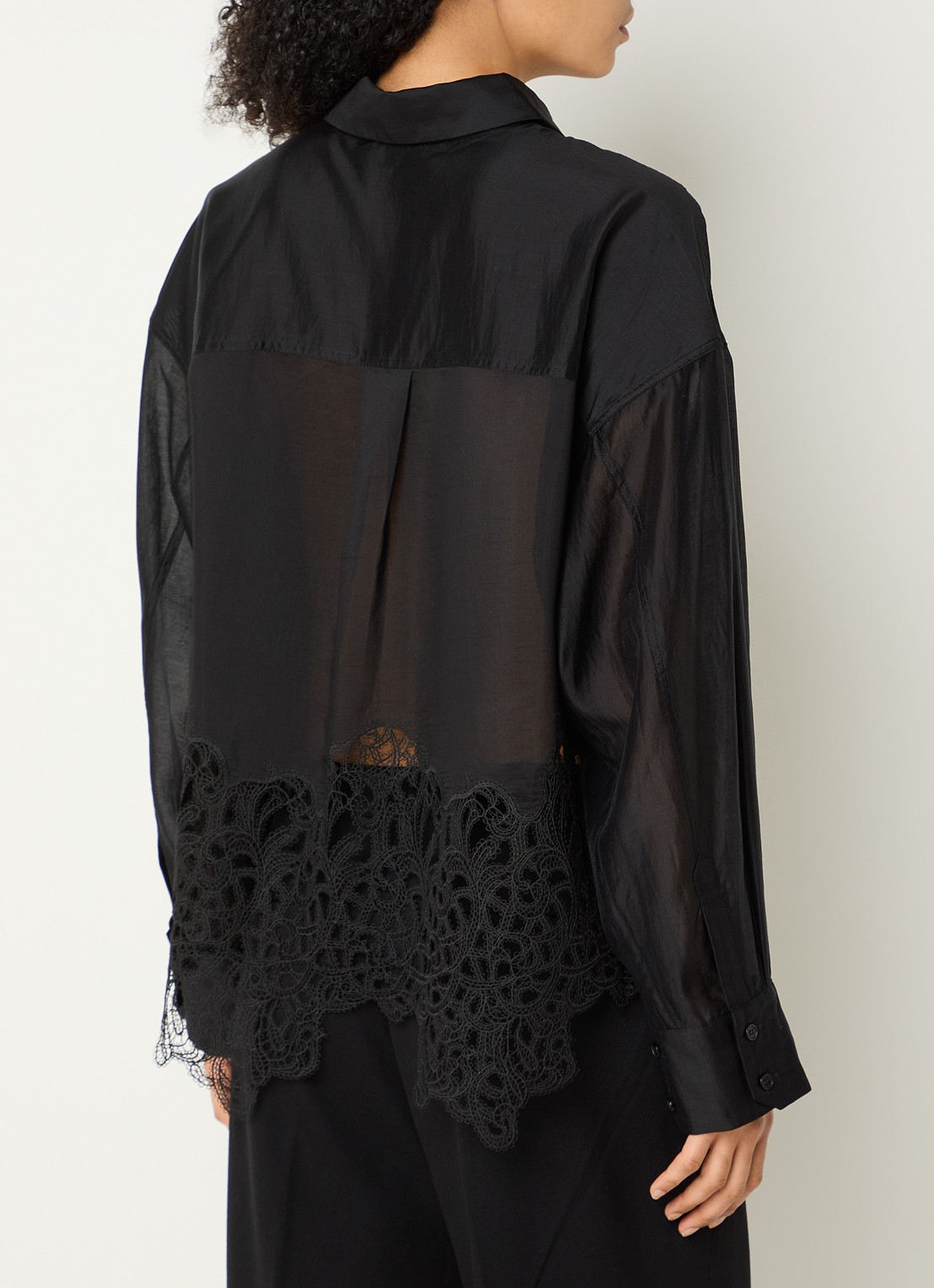 Copenhagen Muse CMDolly semi-transparante blouse met details van kant - achterkant 4 zwart
