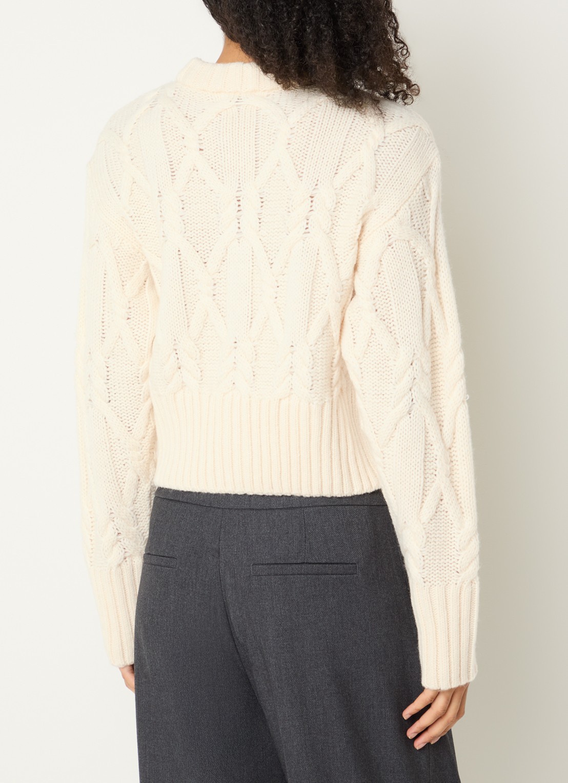 Copenhagen Muse CMMagle kabelgebreid vest in wolblend - achterkant 4 creme