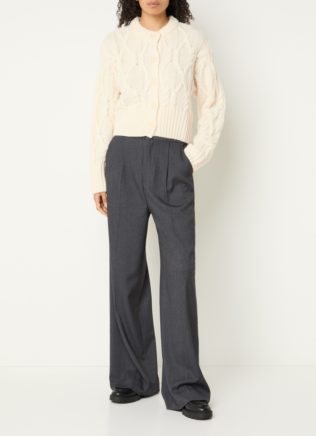 Copenhagen Muse CMMagle kabelgebreid vest in wolblend - voorkant 2 creme