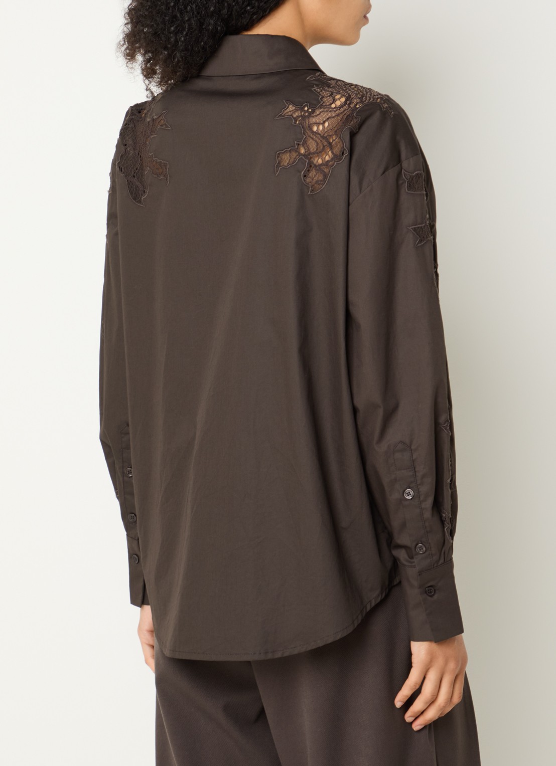 Copenhagen Muse CMShirley blouse met details van kant - achterkant donkerbruin