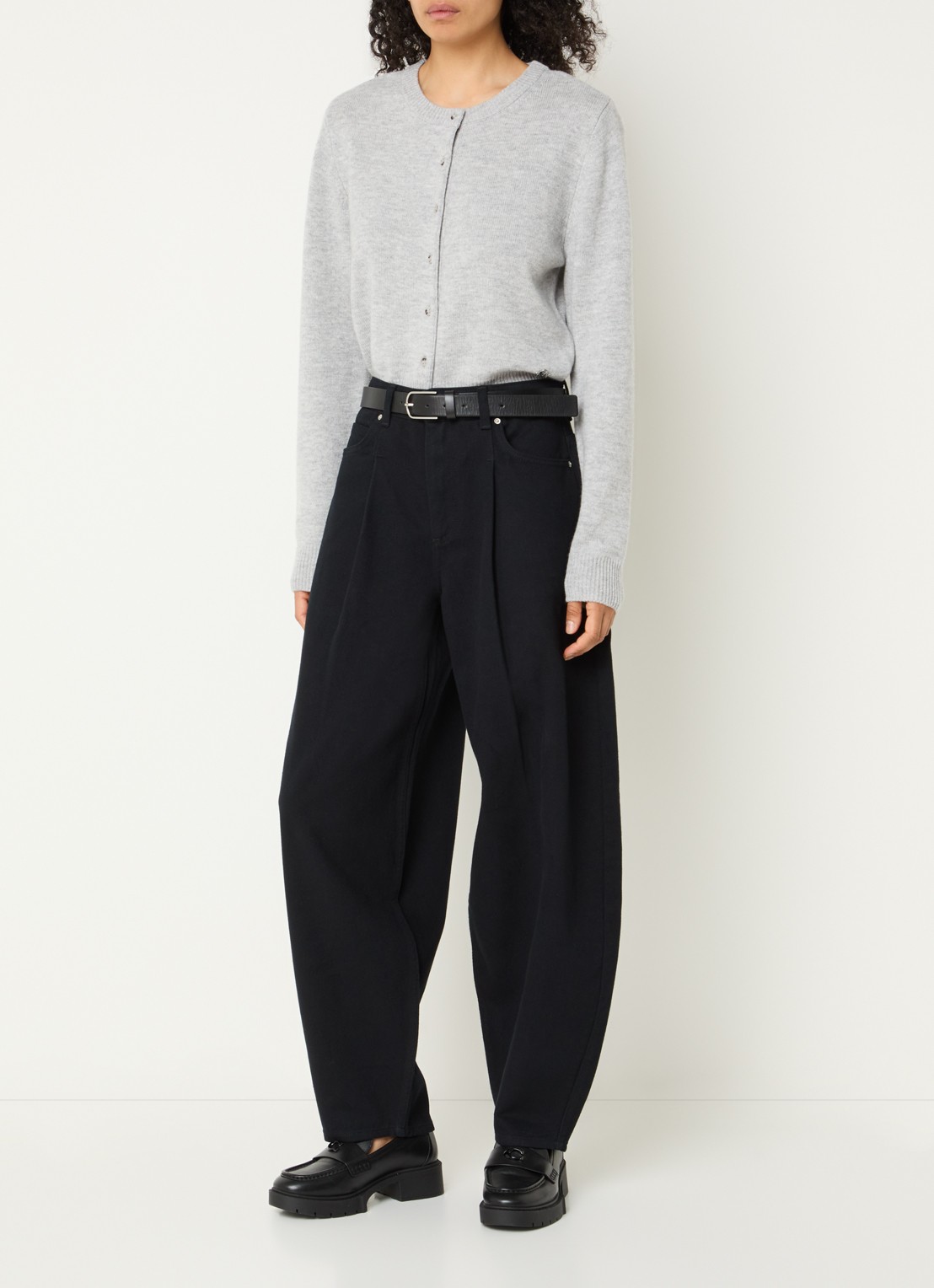 Copenhagen Muse CMSienna fijngebreide pullover van wol met ronde hals - voorkant 4 lichtgrijs
