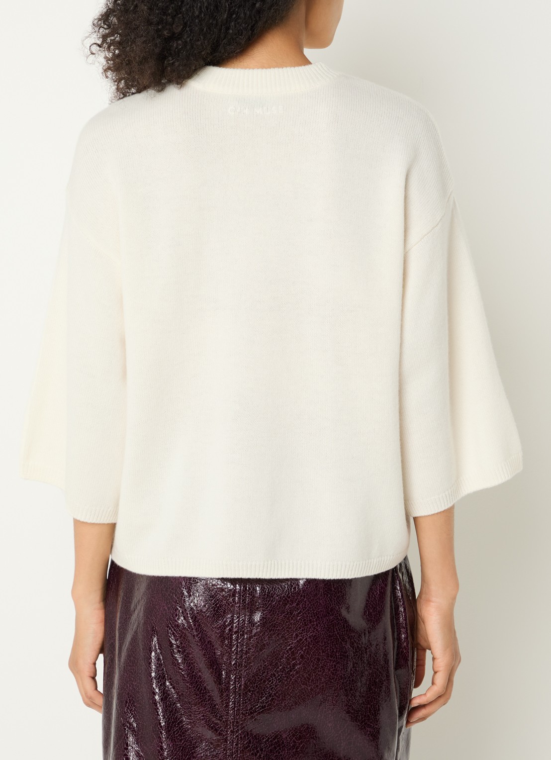 Copenhagen Muse CMSienna fijngebreide pullover van wol met ronde hals - achterkant 2 gebroken wit