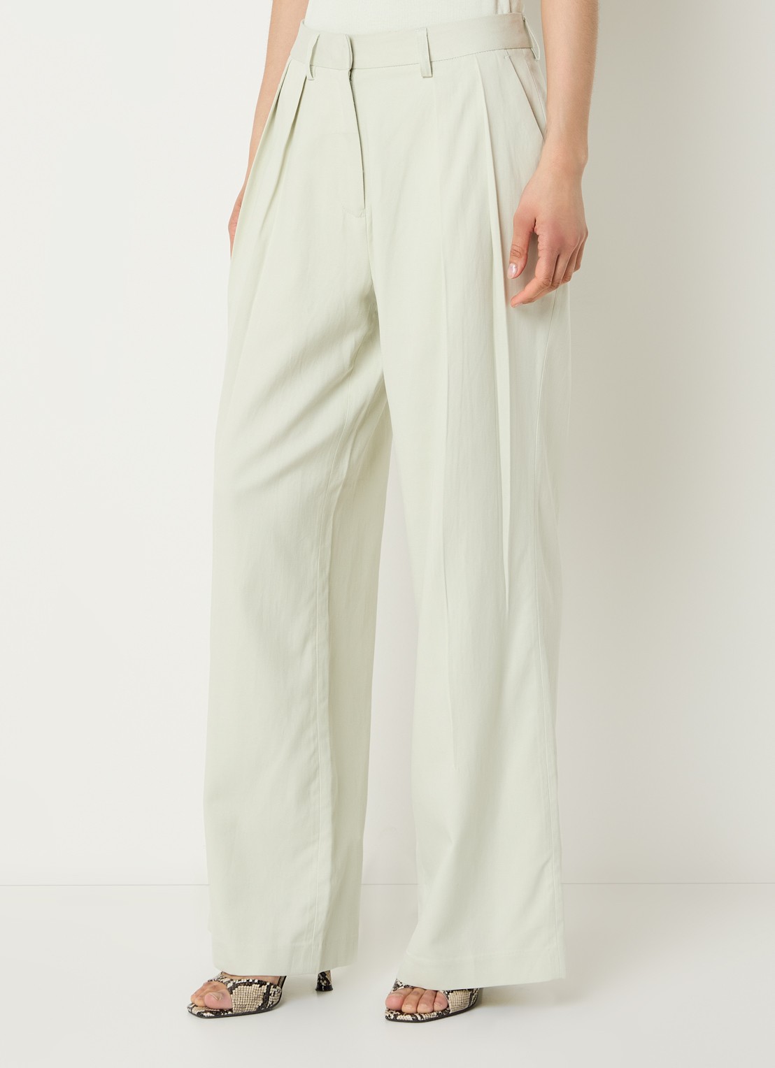 Copenhagen Muse High waist wide fit broek met steekzakken - detail 3 lindegroen