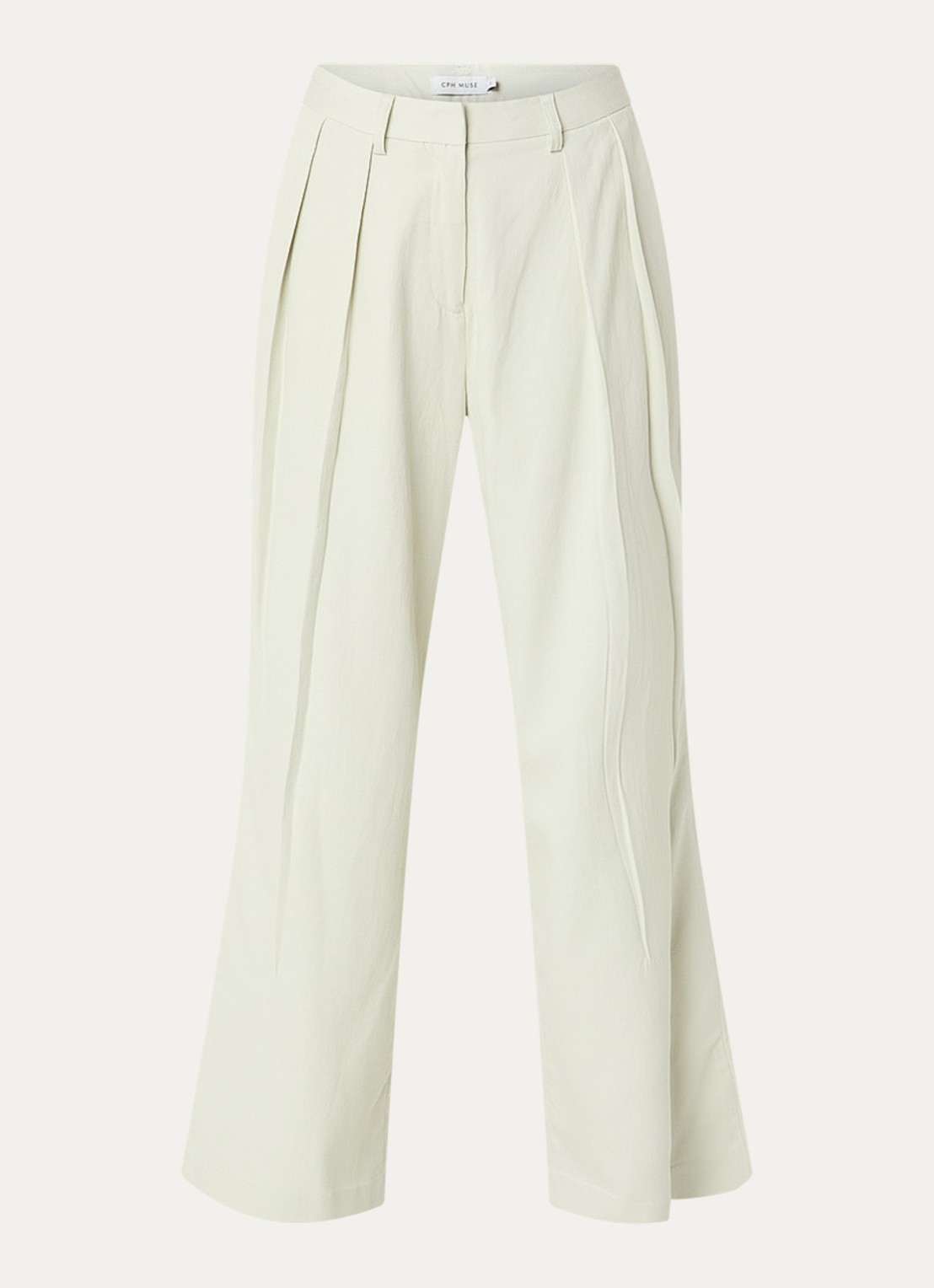 Copenhagen Muse High waist wide fit broek met steekzakken - voorkant lindegroen