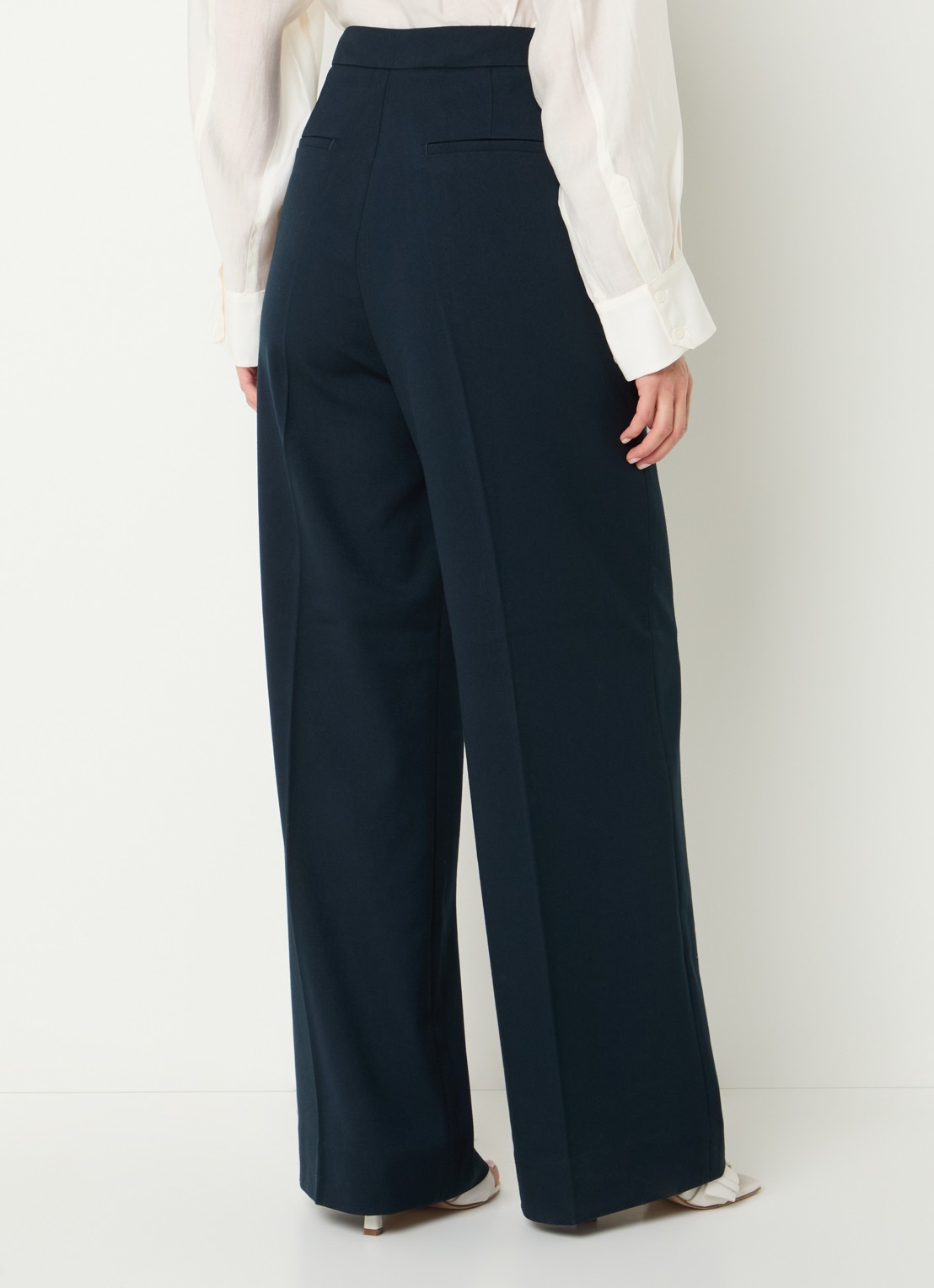 Copenhagen Muse High waist wide fit pantalon met steekzakken - achterkant 2 donkerblauw